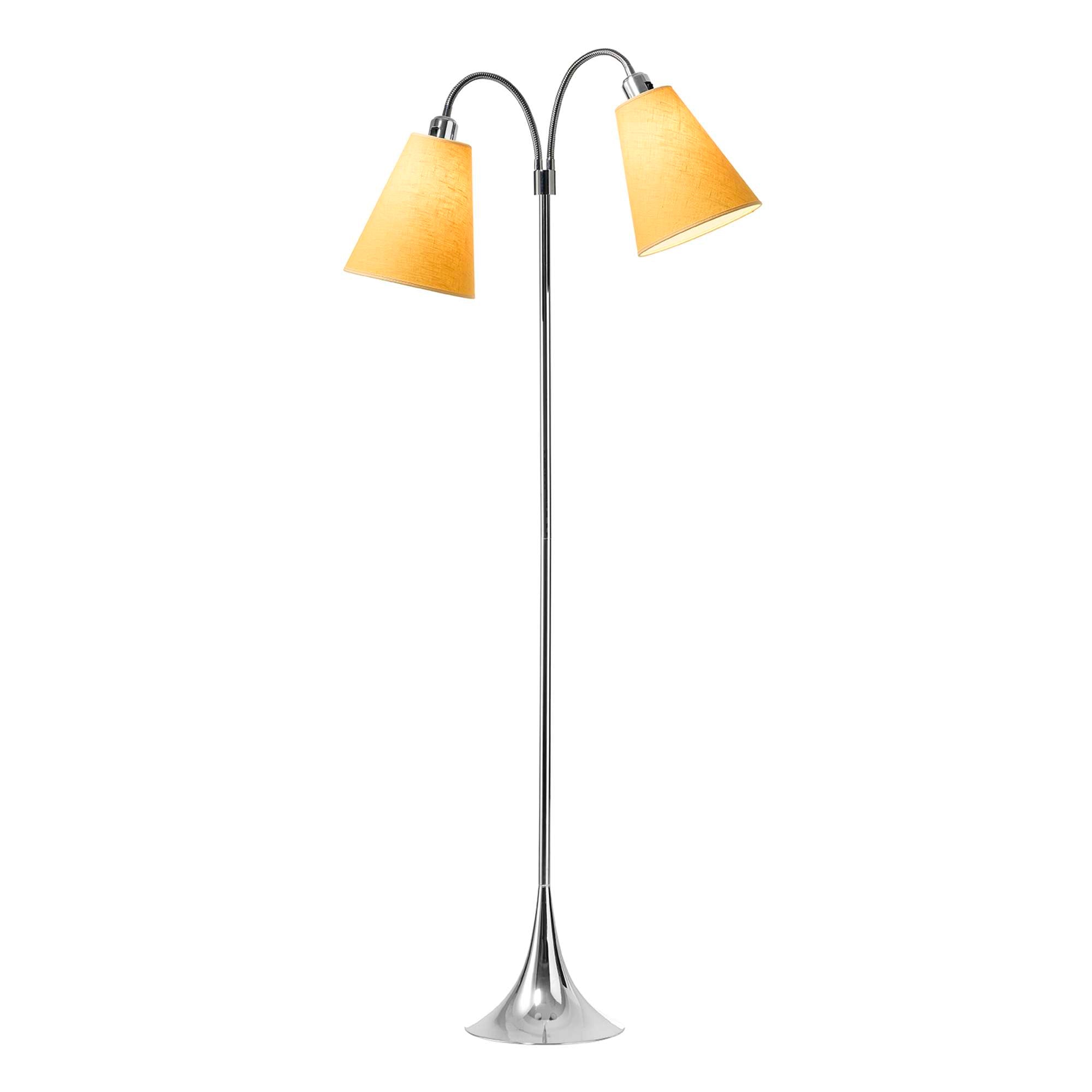 Fodgænger Gulvlampe Krom m/ananasgule lampeskærme