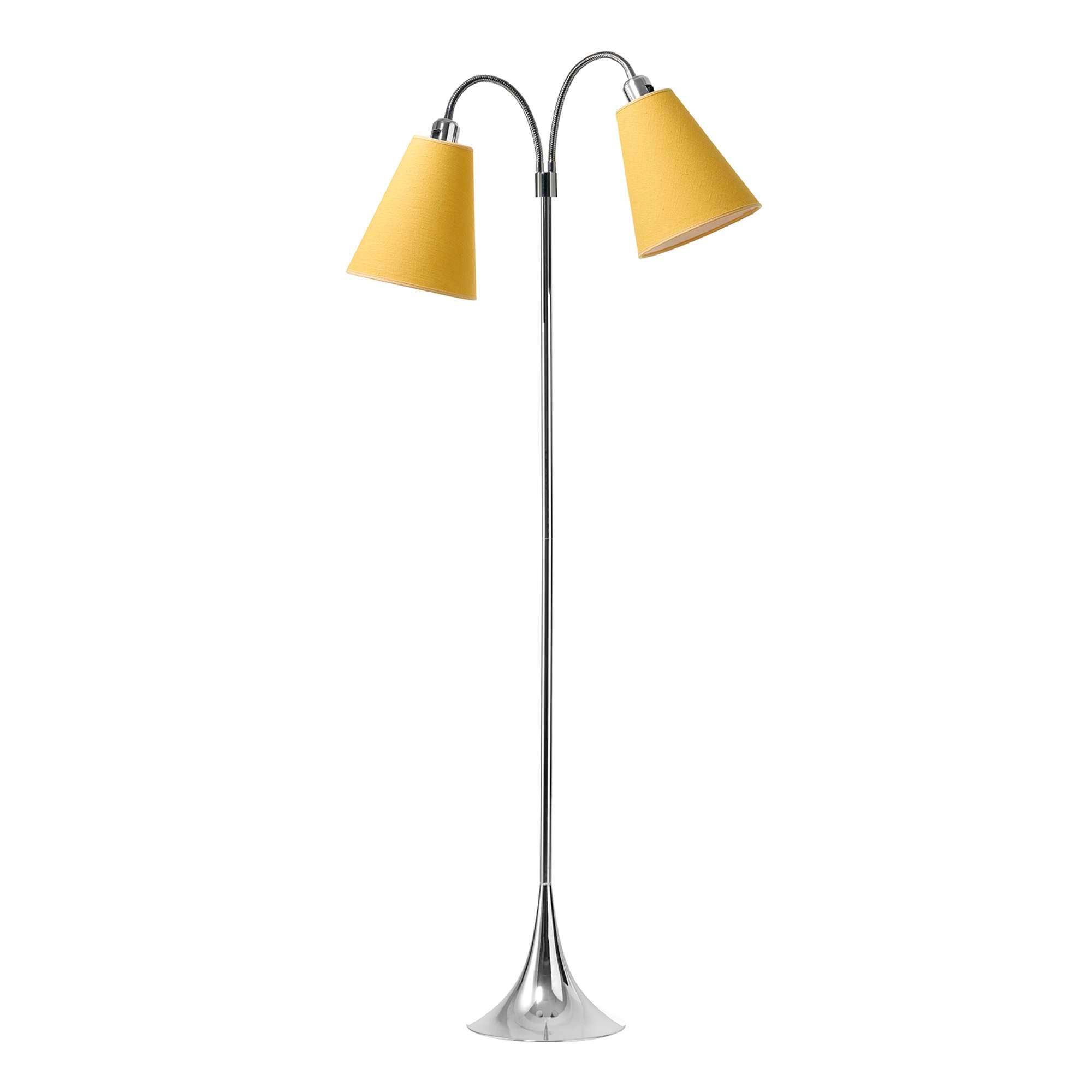 Fodgænger Gulvlampe Krom m/ananasgule lampeskærme