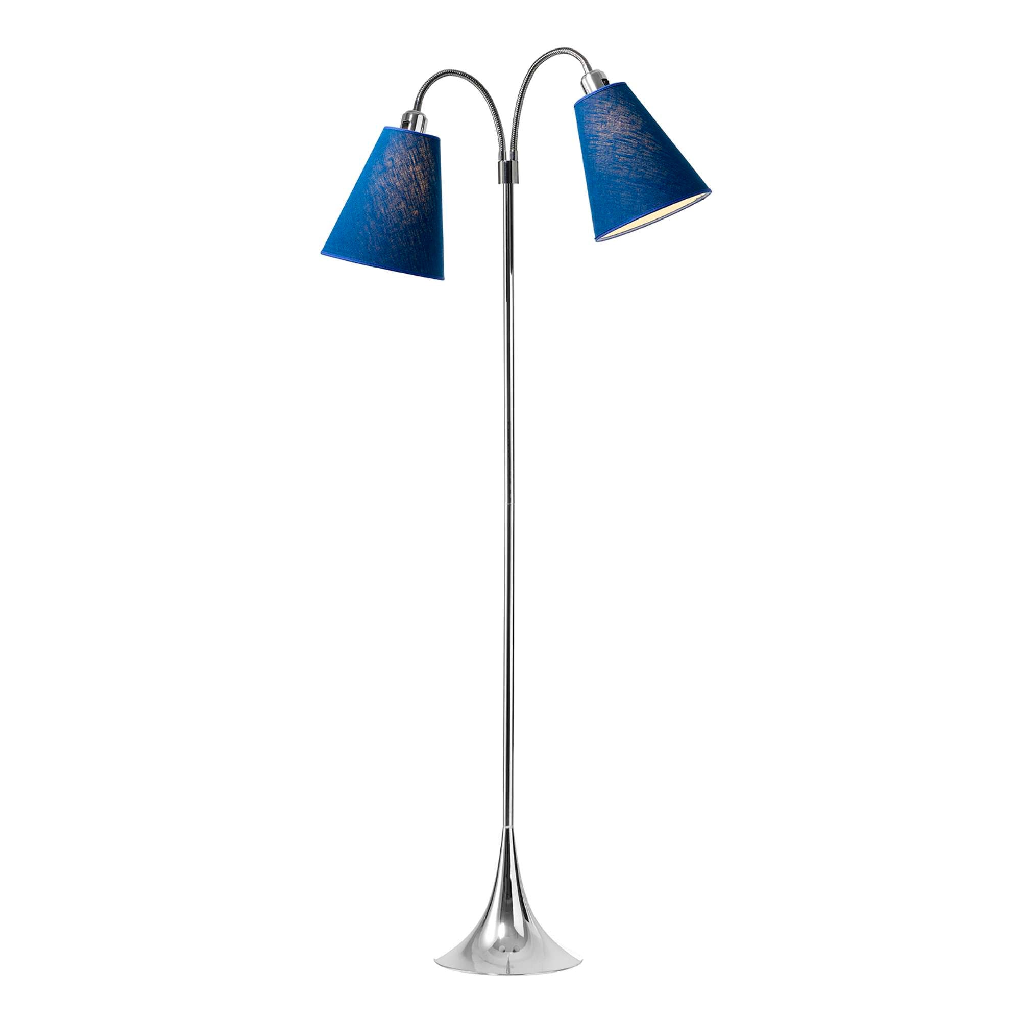 Fodgænger Gulvlampe Krom m/havblå lampeskærme