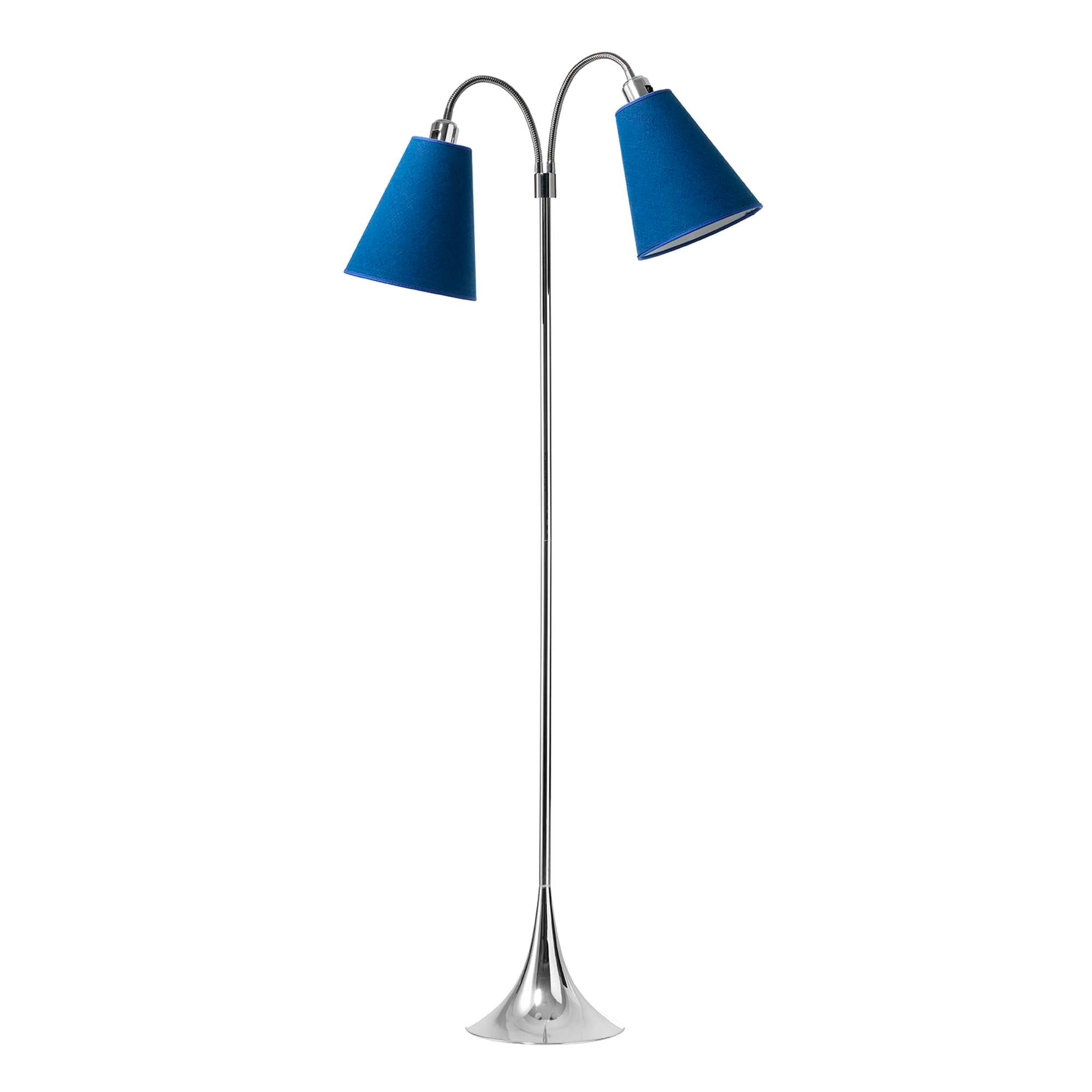 Fodgænger Gulvlampe Krom m/havblå lampeskærme