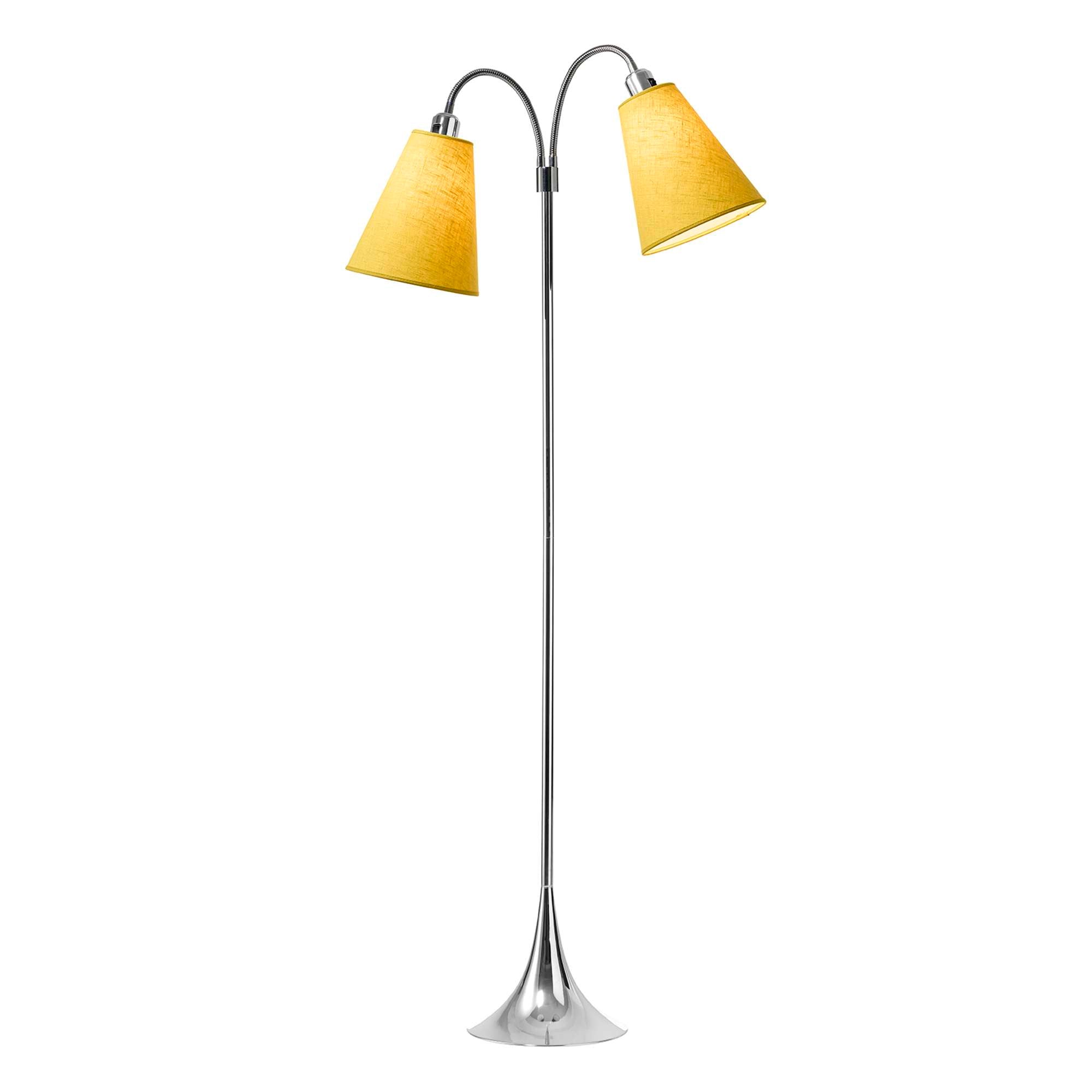 Fodgænger Gulvlampe Krom m/sennepsgul lampeskærme