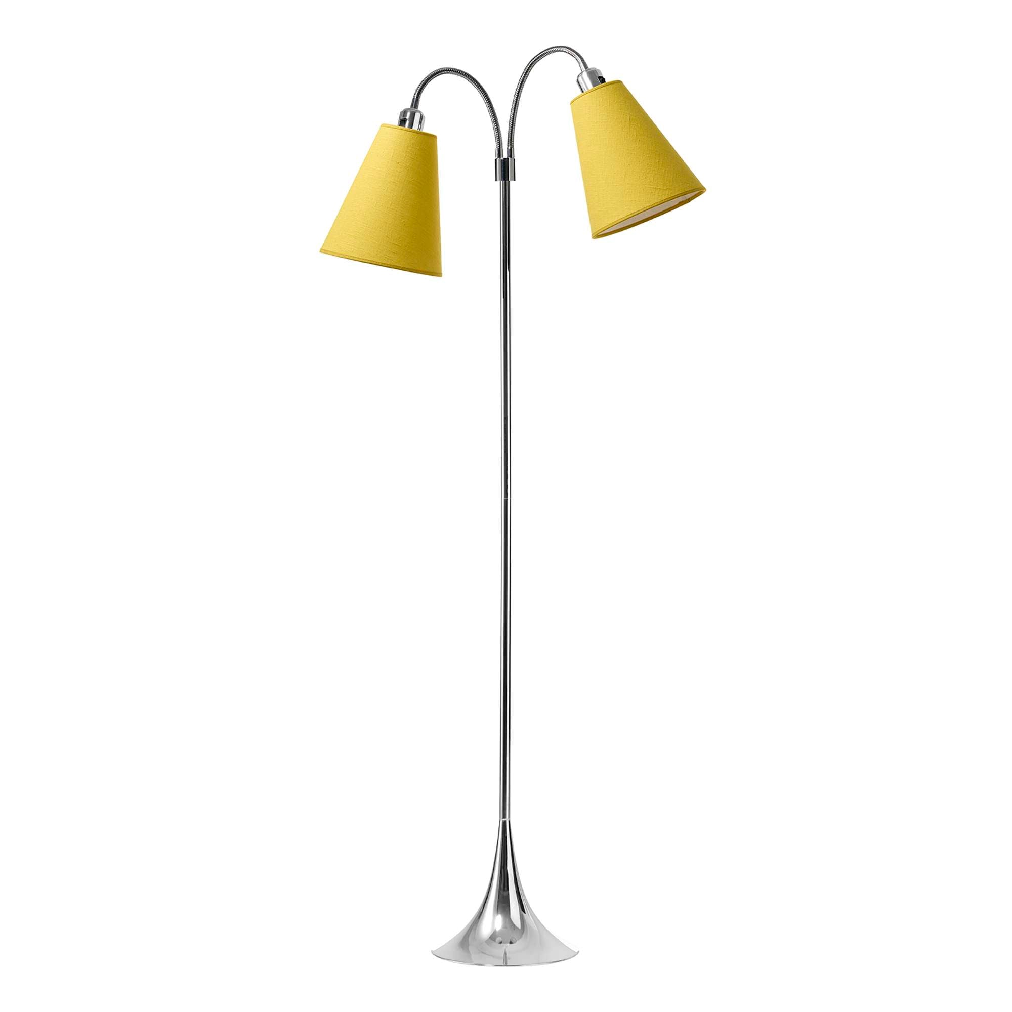 Fodgænger Gulvlampe Krom m/sennepsgul lampeskærme