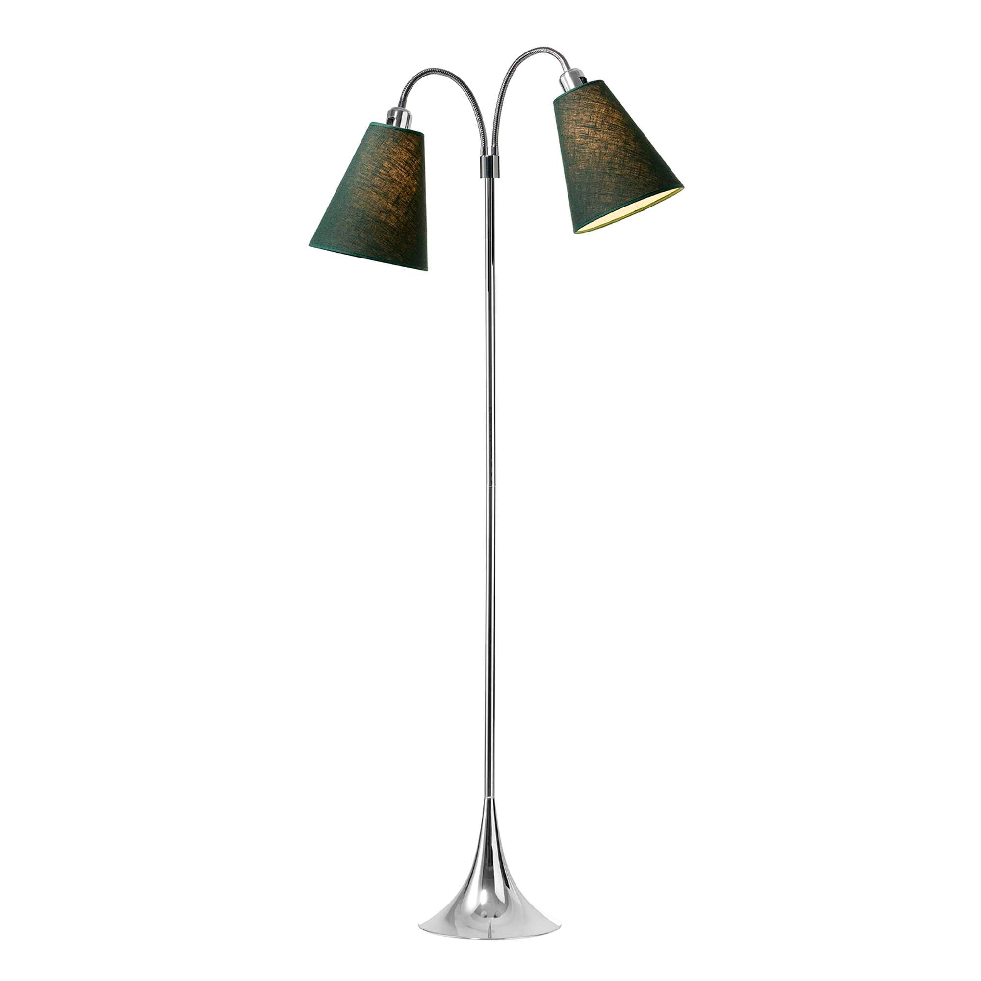 Fodgænger Gulvlampe Krom m/skovgrønne lampeskærme