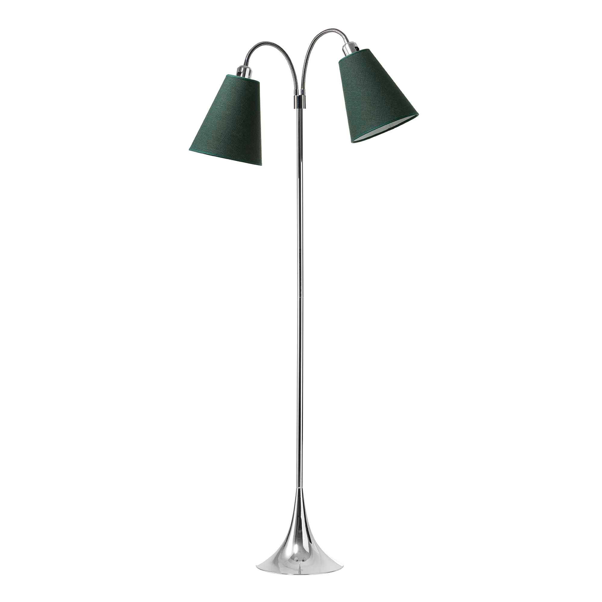 Fodgænger Gulvlampe Krom m/skovgrønne lampeskærme