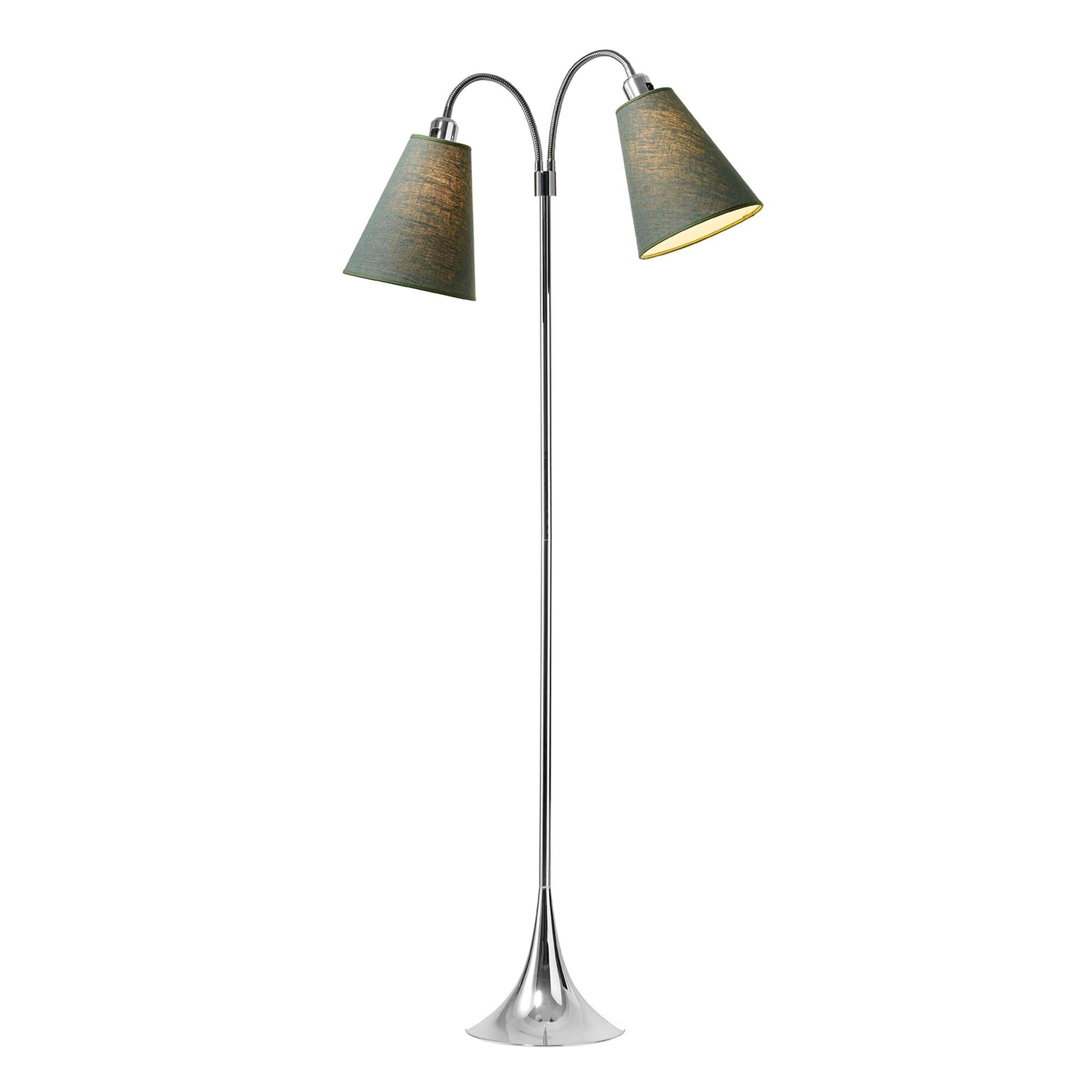 Fodgænger Gulvlampe Krom m/vintergrønne lampeskærme