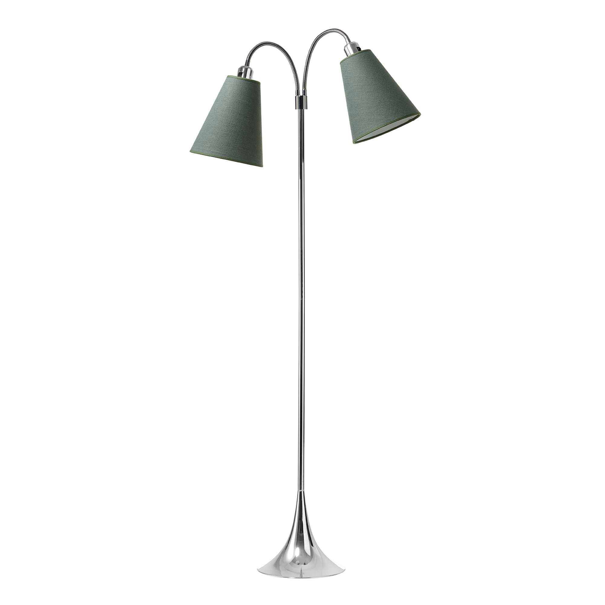 Fodgænger Gulvlampe Krom m/vintergrønne lampeskærme