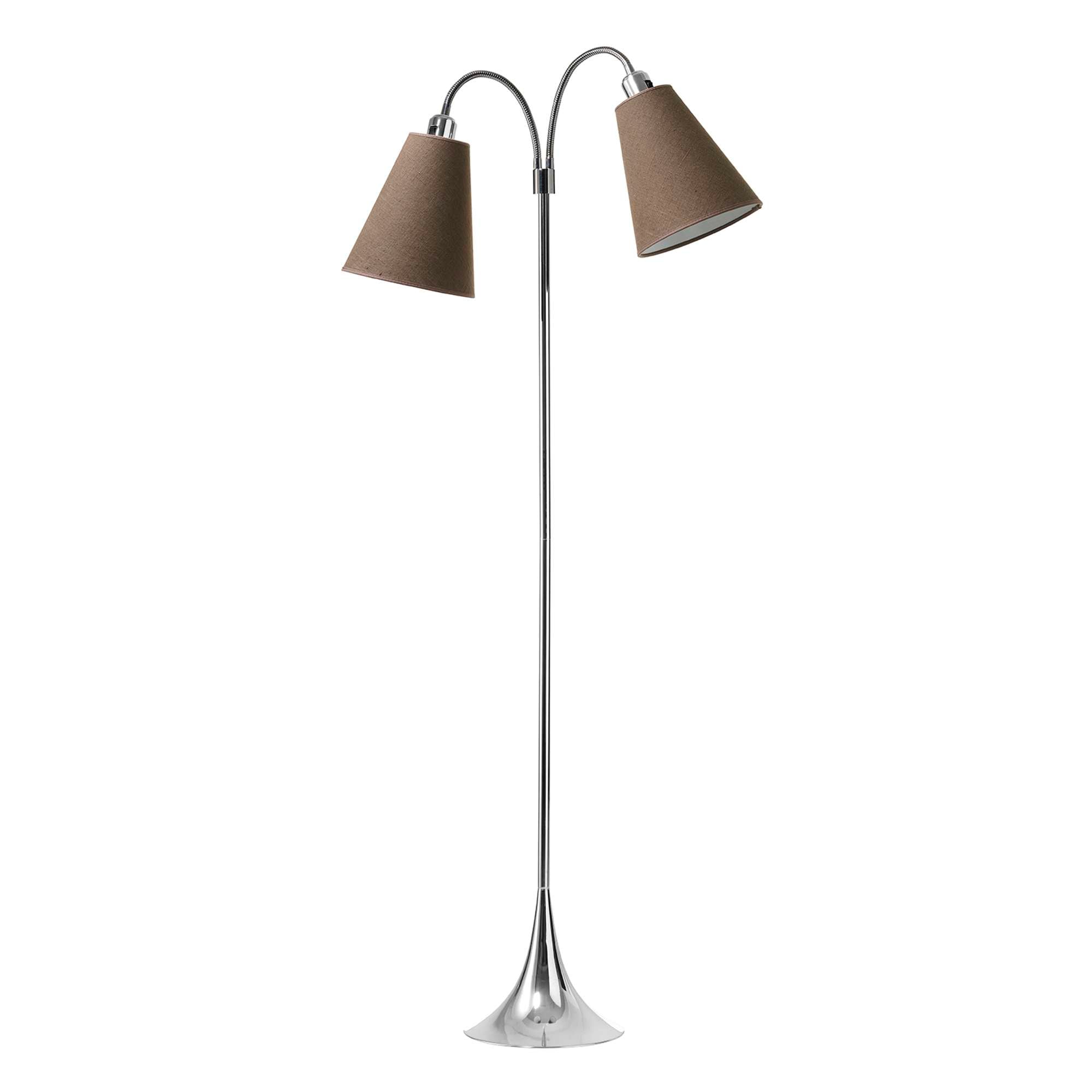 Fodgænger Gulvlampe Krom m/kakaobrune lampeskærme