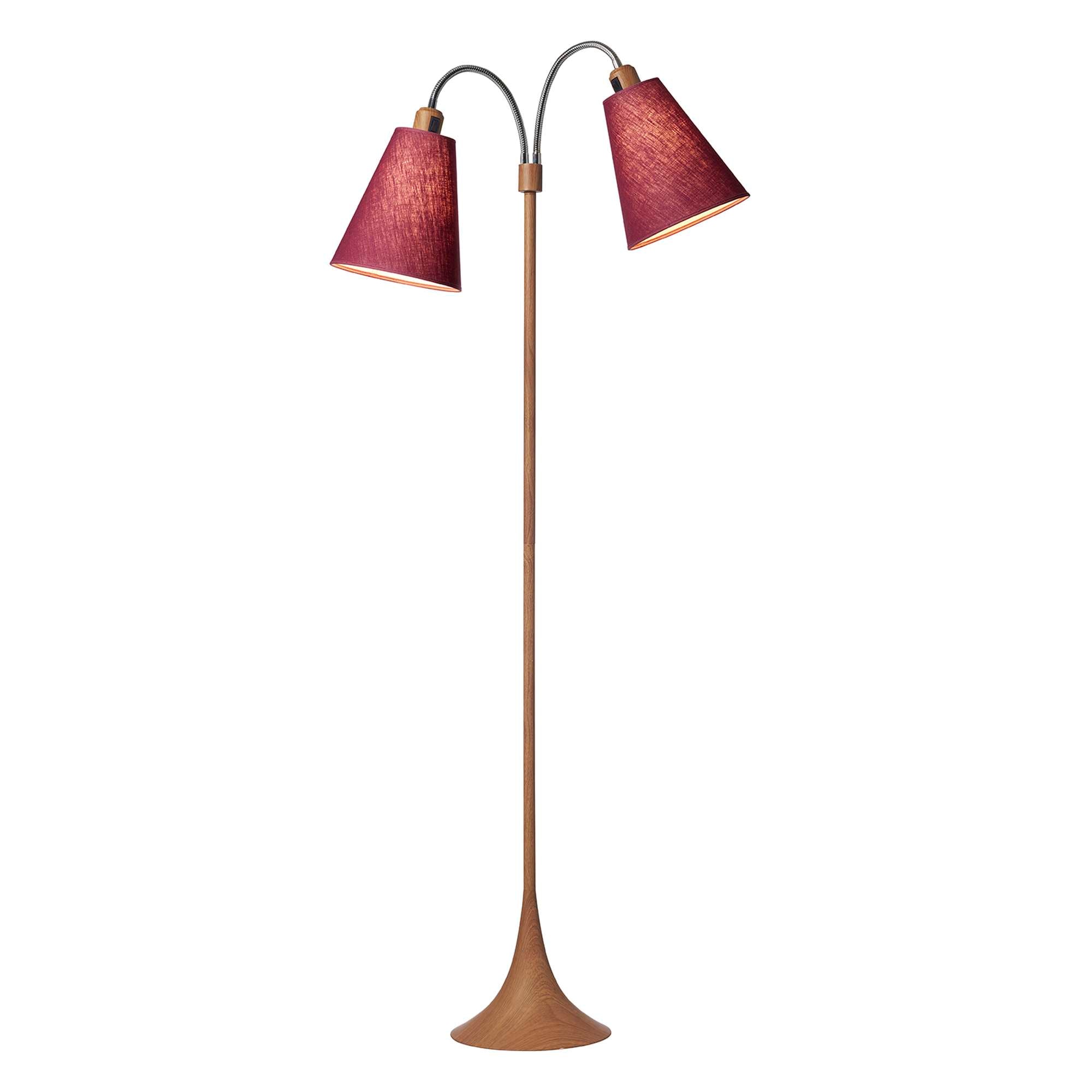 Fodgænger Gulvlampe Trælook m/Blomme lampeskærme