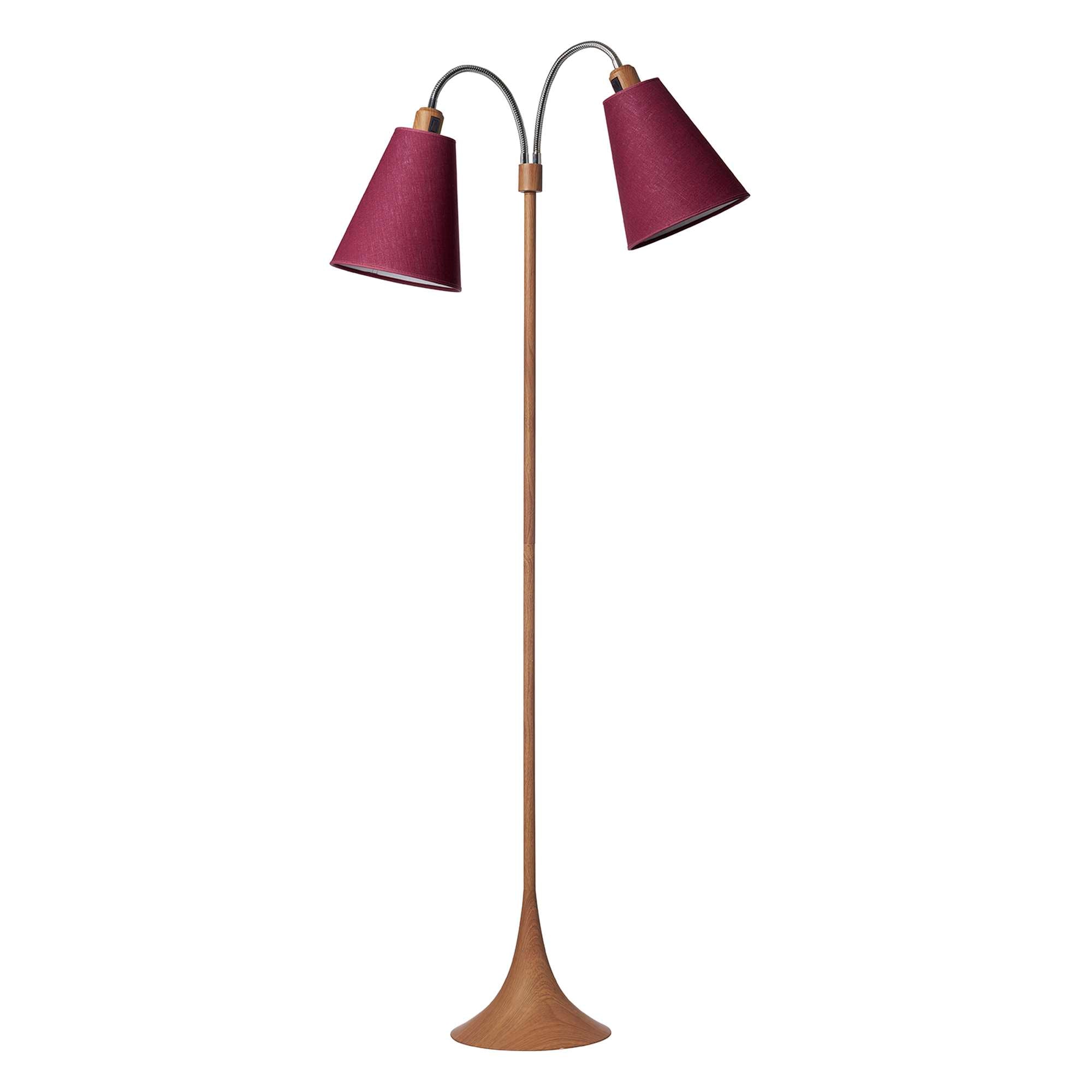 Fodgænger Gulvlampe Trælook m/Blomme lampeskærme
