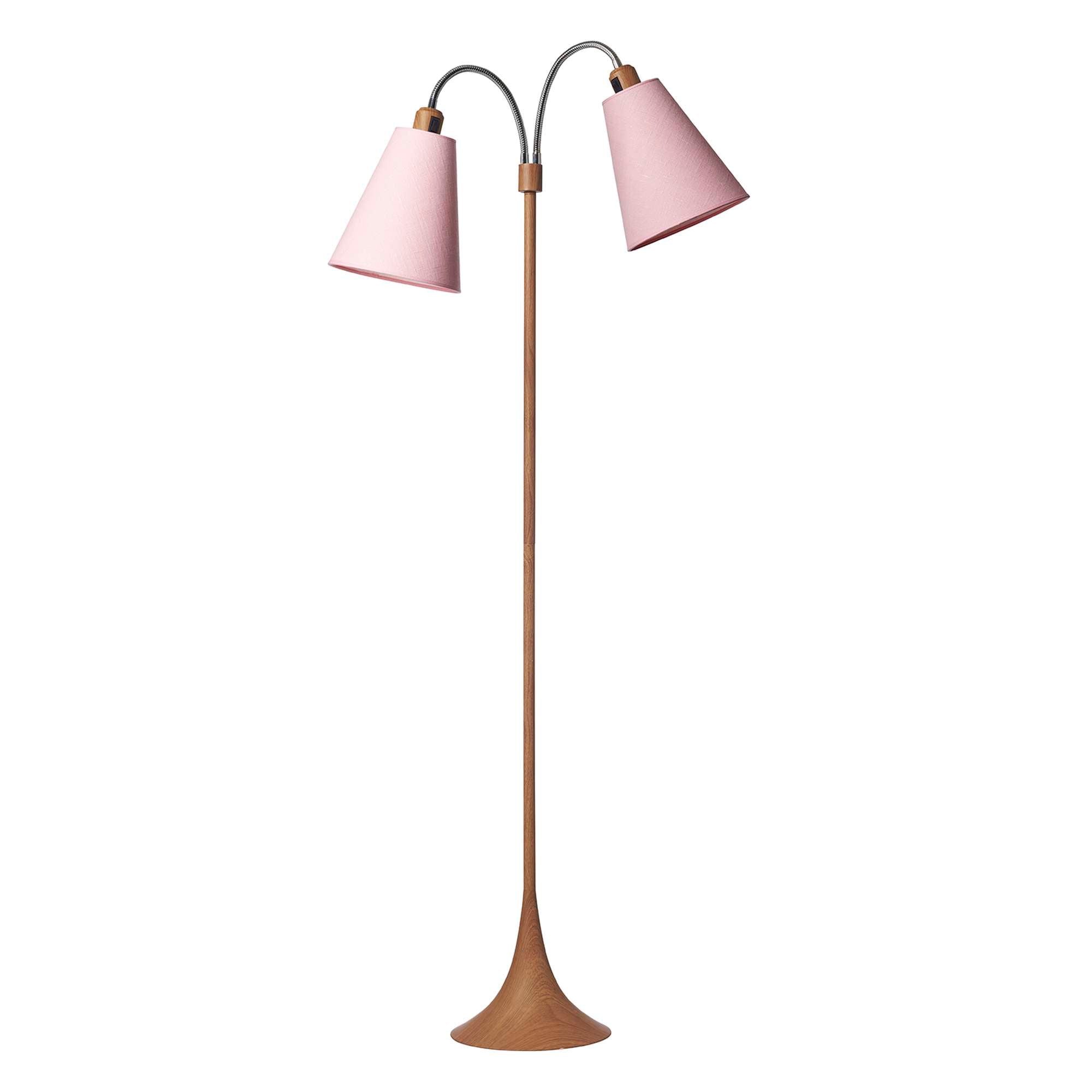 Fodgænger Gulvlampe Trælook m/Pink lampeskærme