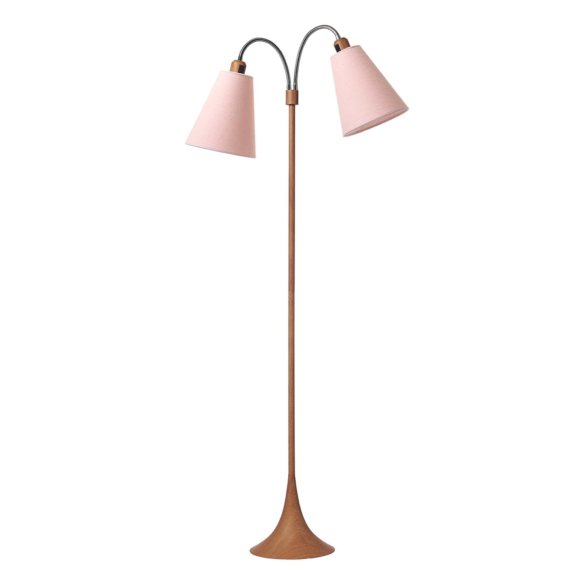 Fodgænger Gulvlampe Trælook m/støvet rosa lampeskærme