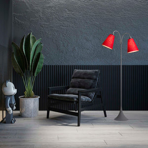 Fodgænger Gulvlampe Grå m/røde lampeskærme