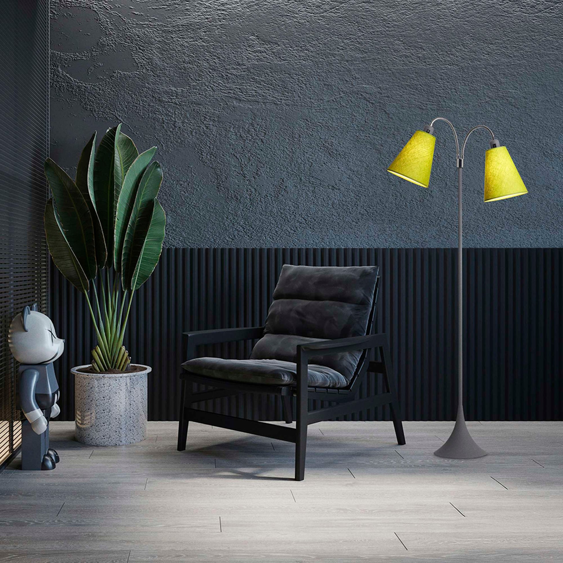 Fodgænger Gulvlampe Grå m/limegrønne lampeskærme