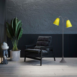 Fodgænger Gulvlampe Grå m/limegrønne lampeskærme