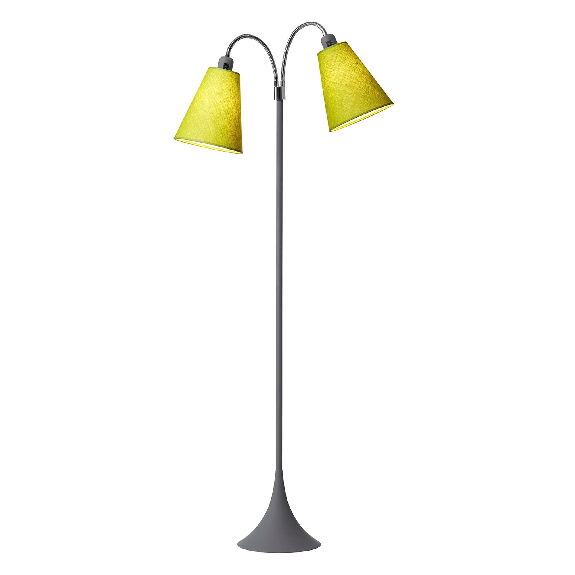 Fodgænger Gulvlampe Soft grå m/Limegrønne lampeskærme