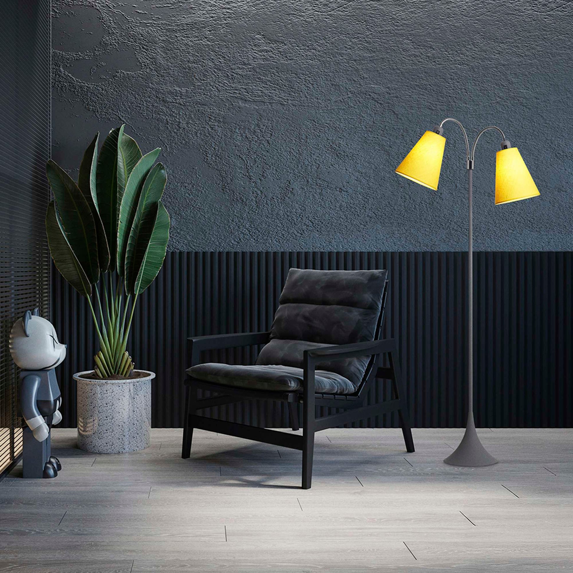 Fodgænger Gulvlampe Grå m/gule lampeskærme