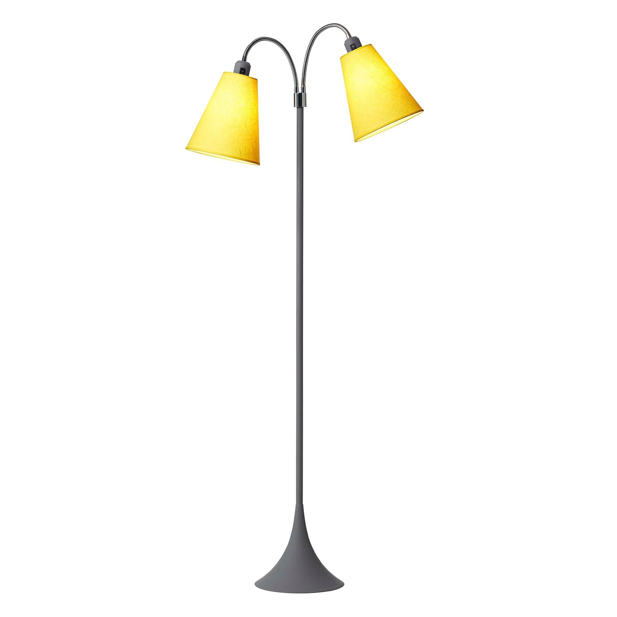 Fodgænger Gulvlampe Soft grå m/Gule lampeskærme