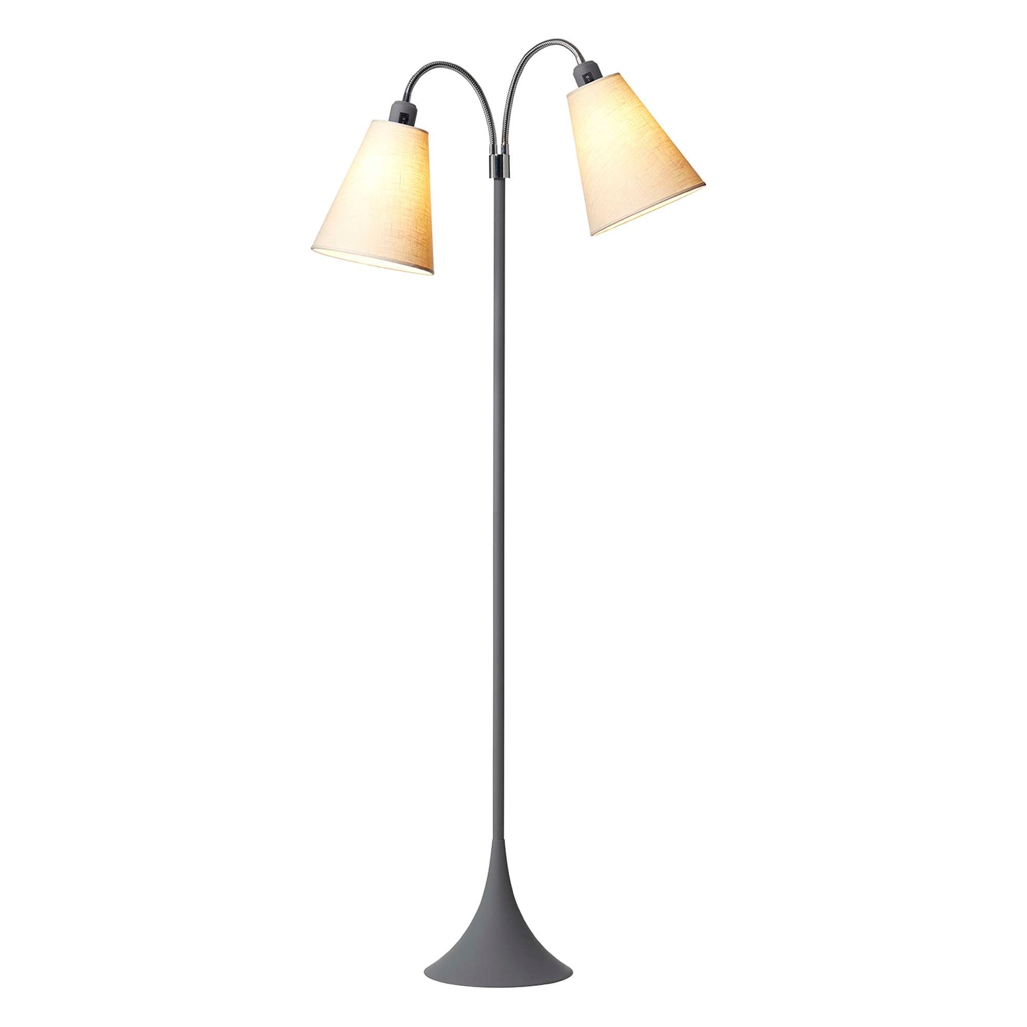 Fodgænger Gulvlampe Soft grå m/Creme lampeskærme