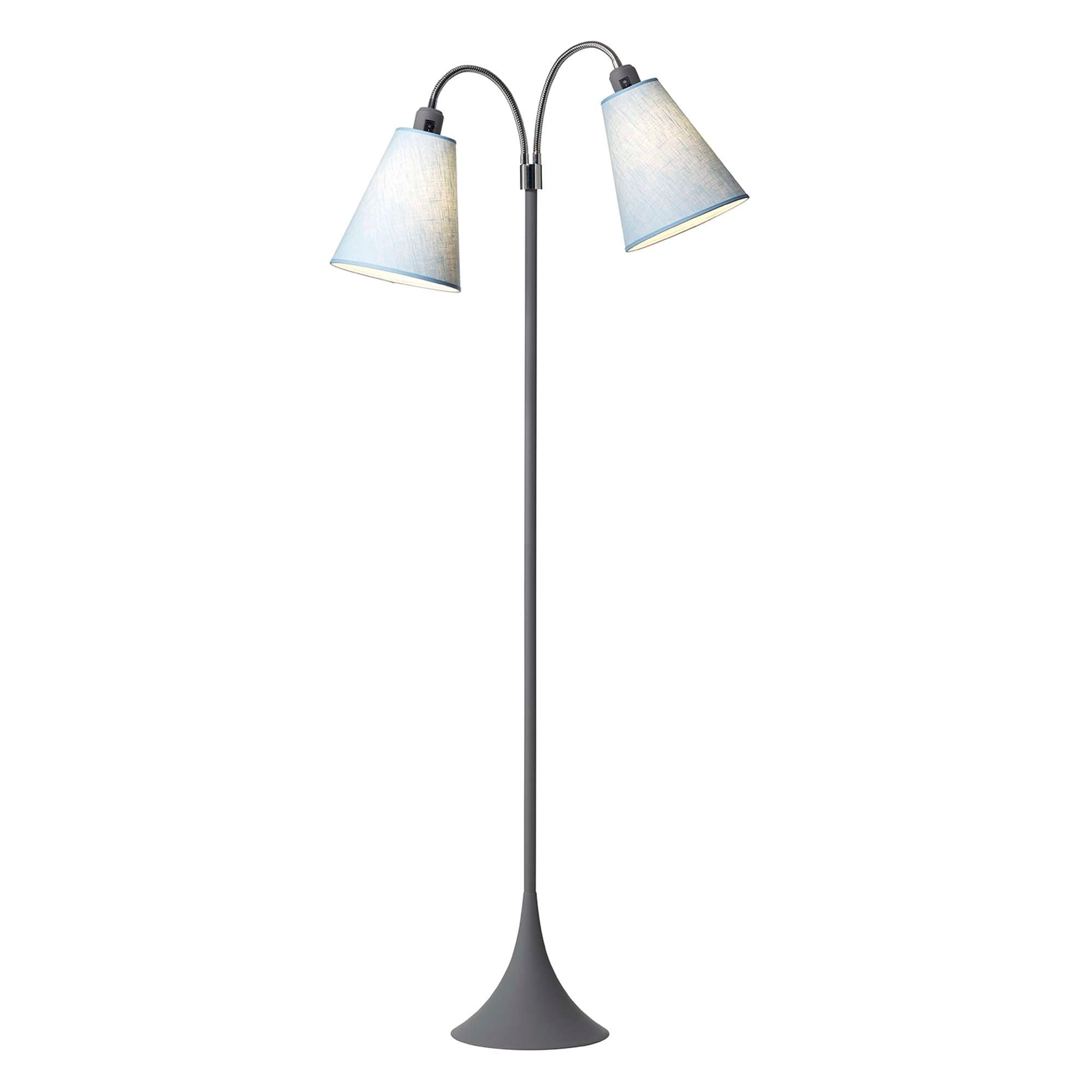 Fodgænger Gulvlampe Soft grå m/Lyseblå lampeskærme