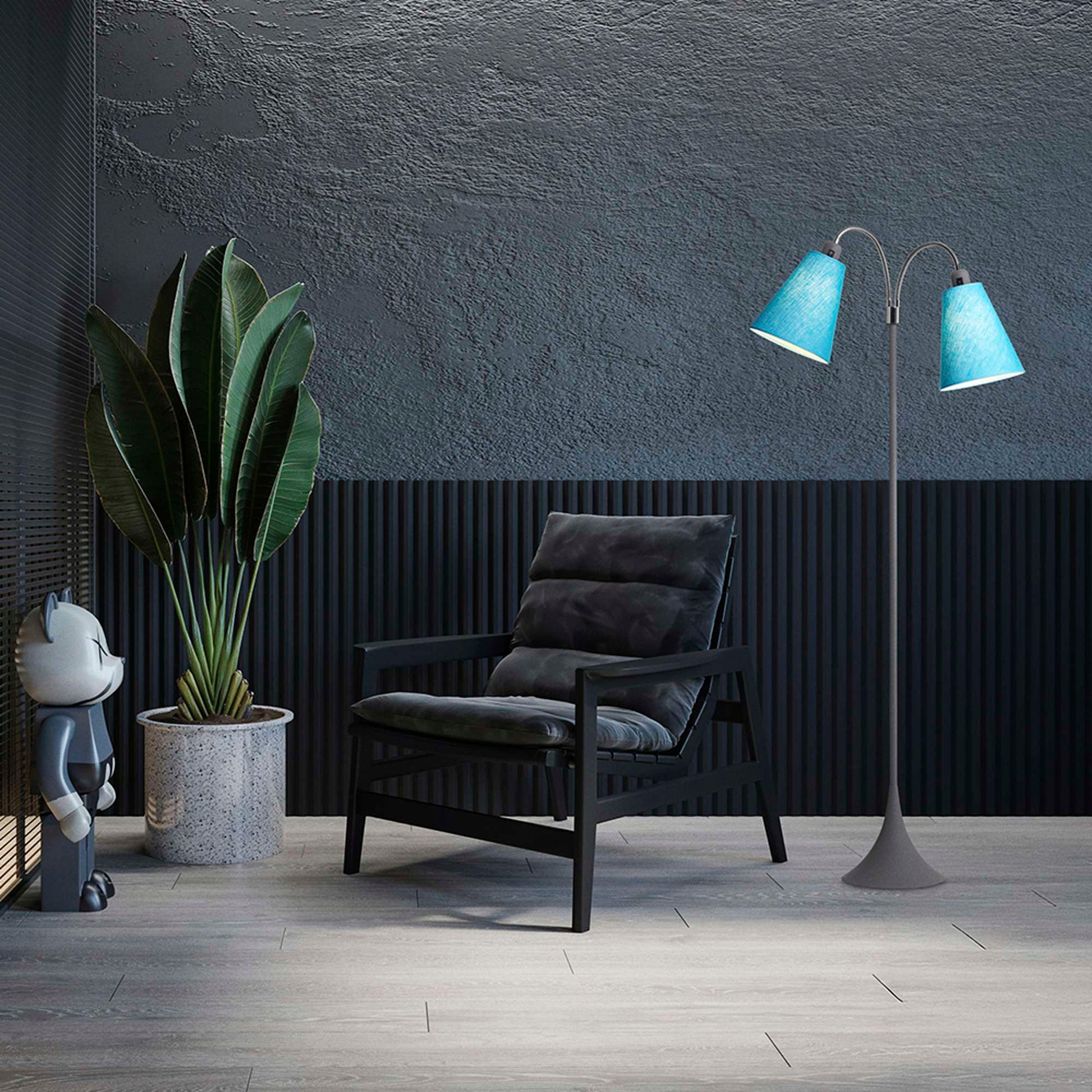 Fodgænger Gulvlampe Grå m/turkise lampeskærme