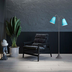 Fodgænger Gulvlampe Grå m/turkise lampeskærme