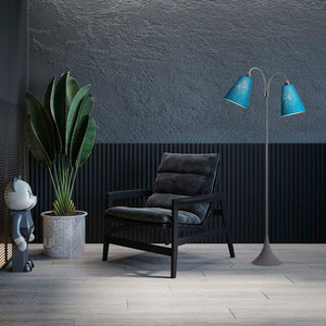 Fodgænger Gulvlampe Grå m/petroleum lampeskærme