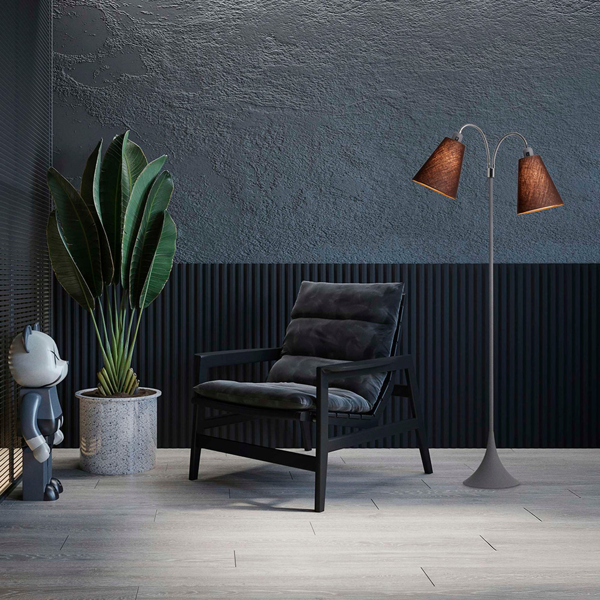 Fodgænger Gulvlampe Grå m/brune lampeskærme