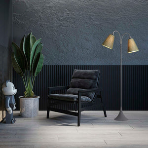 Fodgænger Gulvlampe Grå m/olivengrønne lampeskærme