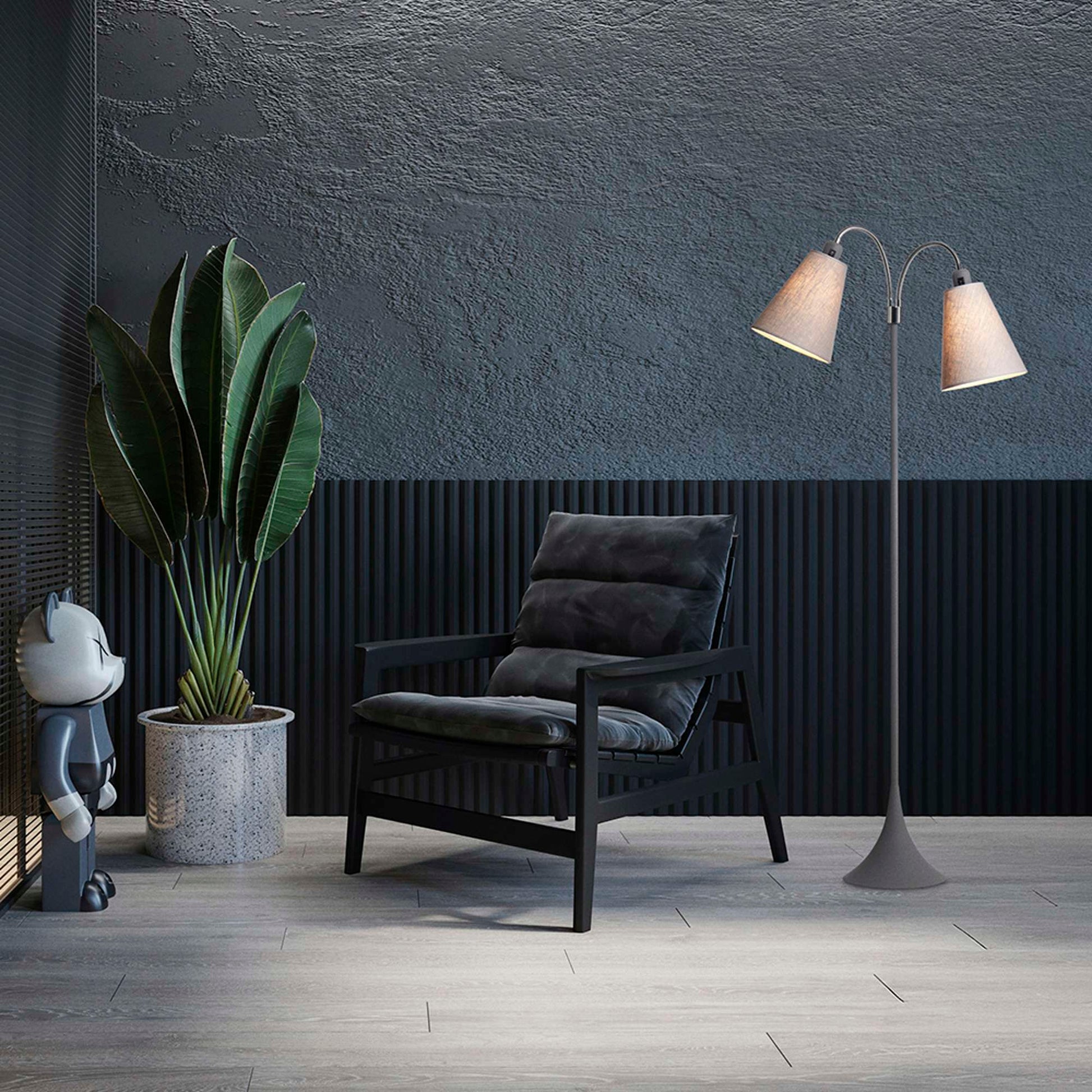 Fodgænger Gulvlampe Grå m/lysegrå lampeskærme