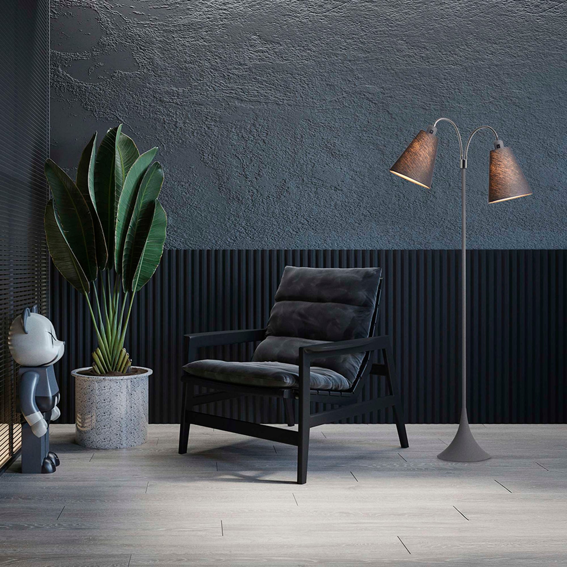 Fodgænger Gulvlampe Grå m/mørkegrå lampeskærme