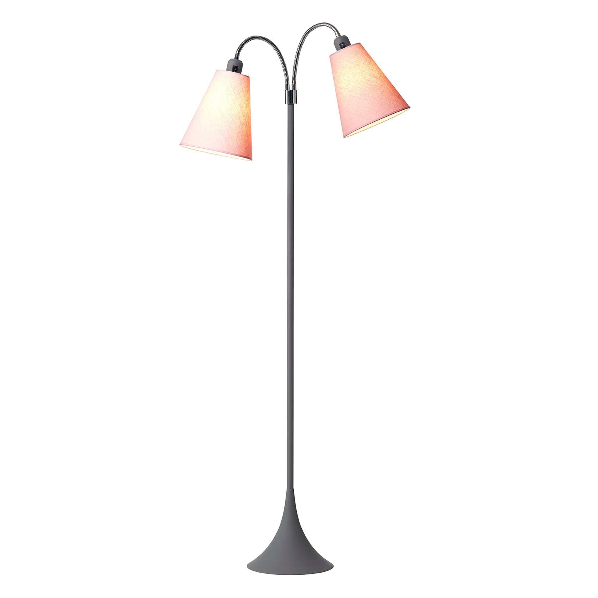 Fodgænger Gulvlampe Soft grå m/Pink lampeskærme