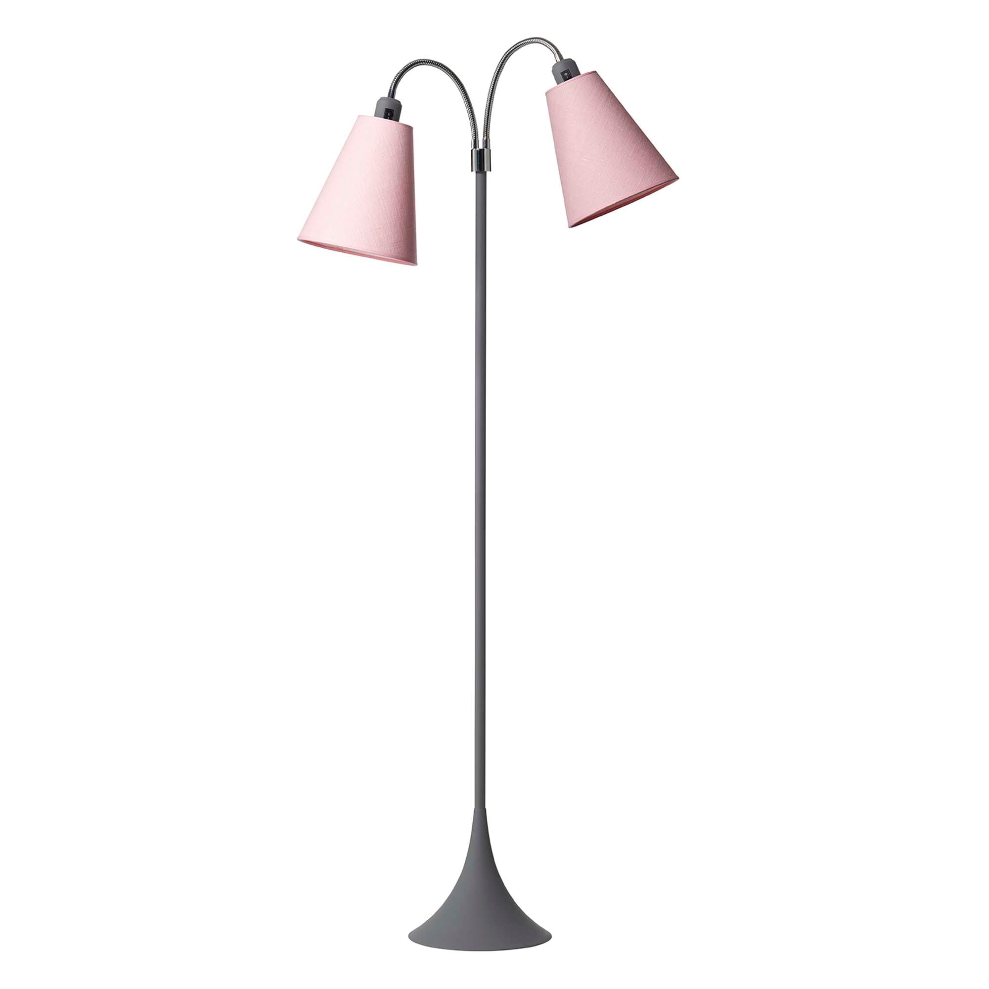 Fodgænger Gulvlampe Soft grå m/Pink lampeskærme
