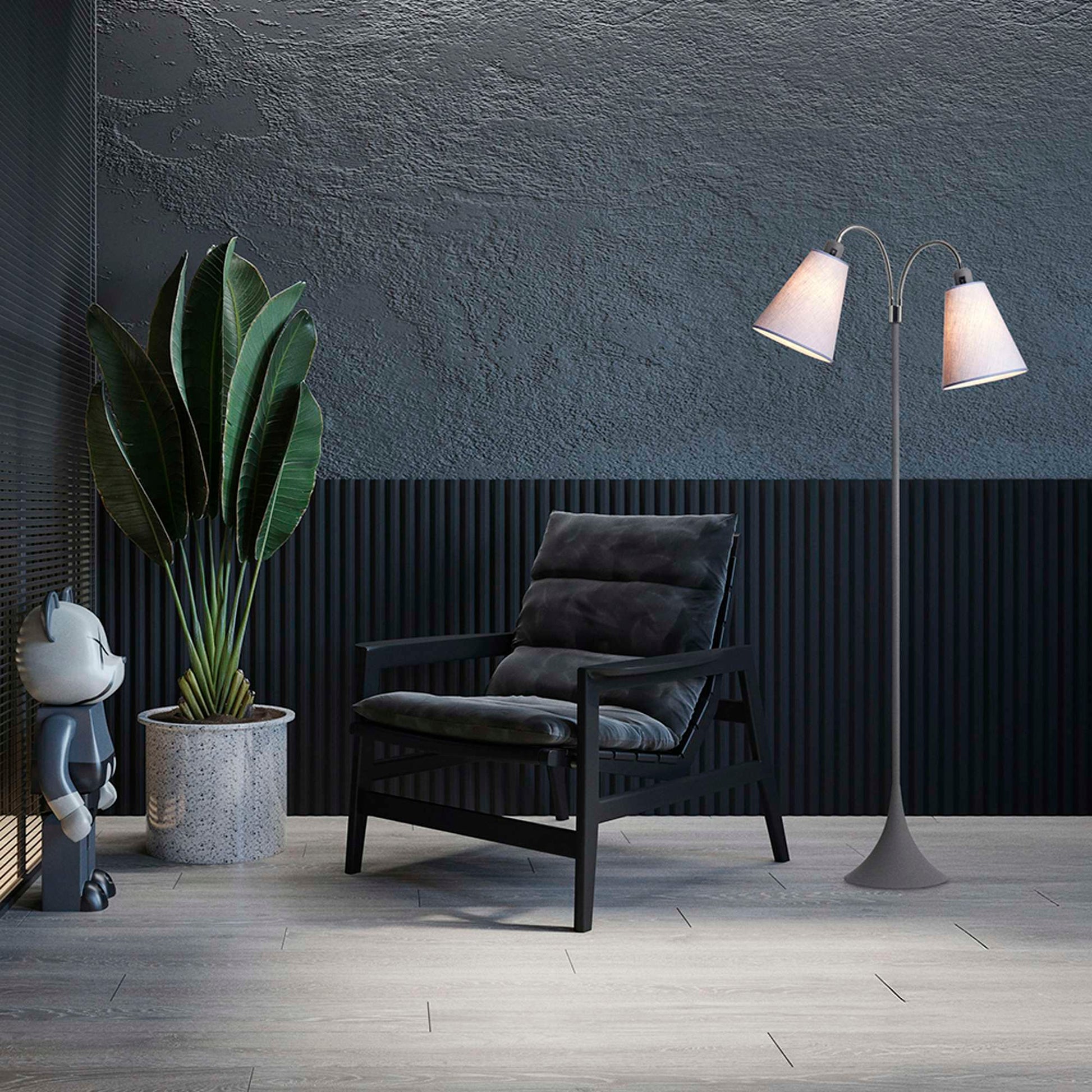 Fodgænger Gulvlampe Grå m/lavendel lampeskærme