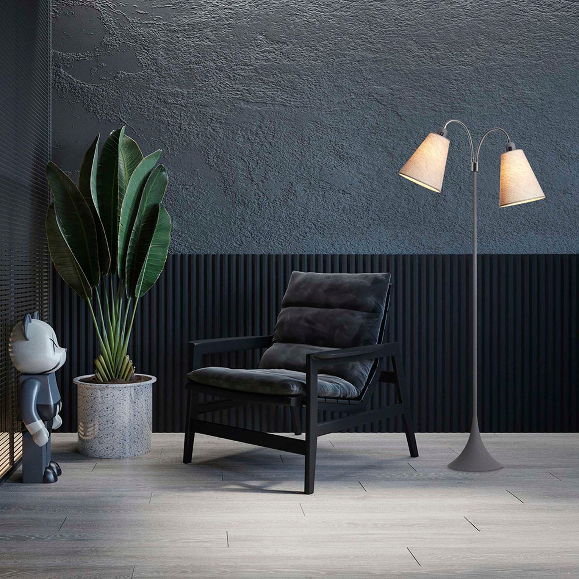 Fodgænger Gulvlampe Grå m/sand lampeskærme