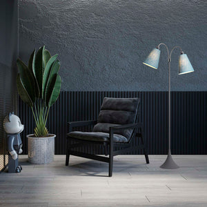 Fodgænger Gulvlampe Grå m/turkis blå lampeskærme