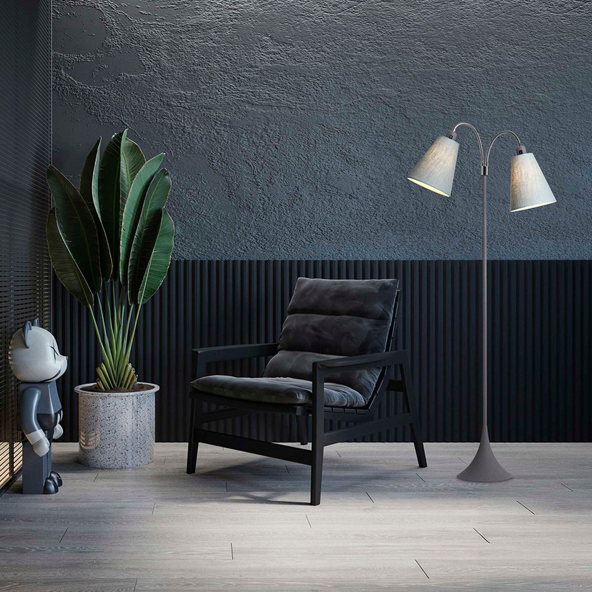 Fodgænger Gulvlampe Grå m/lys turkis blå lampeskærme