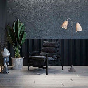 Fodgænger Gulvlampe Grå m/sort nistret lampeskærme