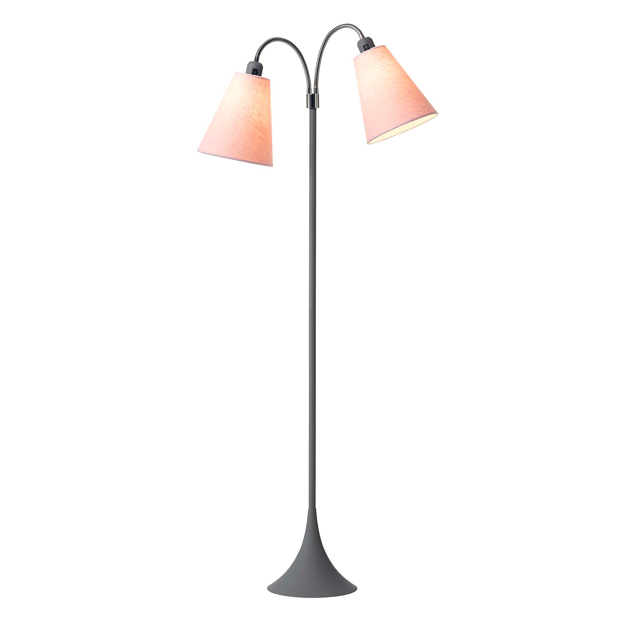 Fodgænger Gulvlampe Grå m/støvet rosa lampeskærme
