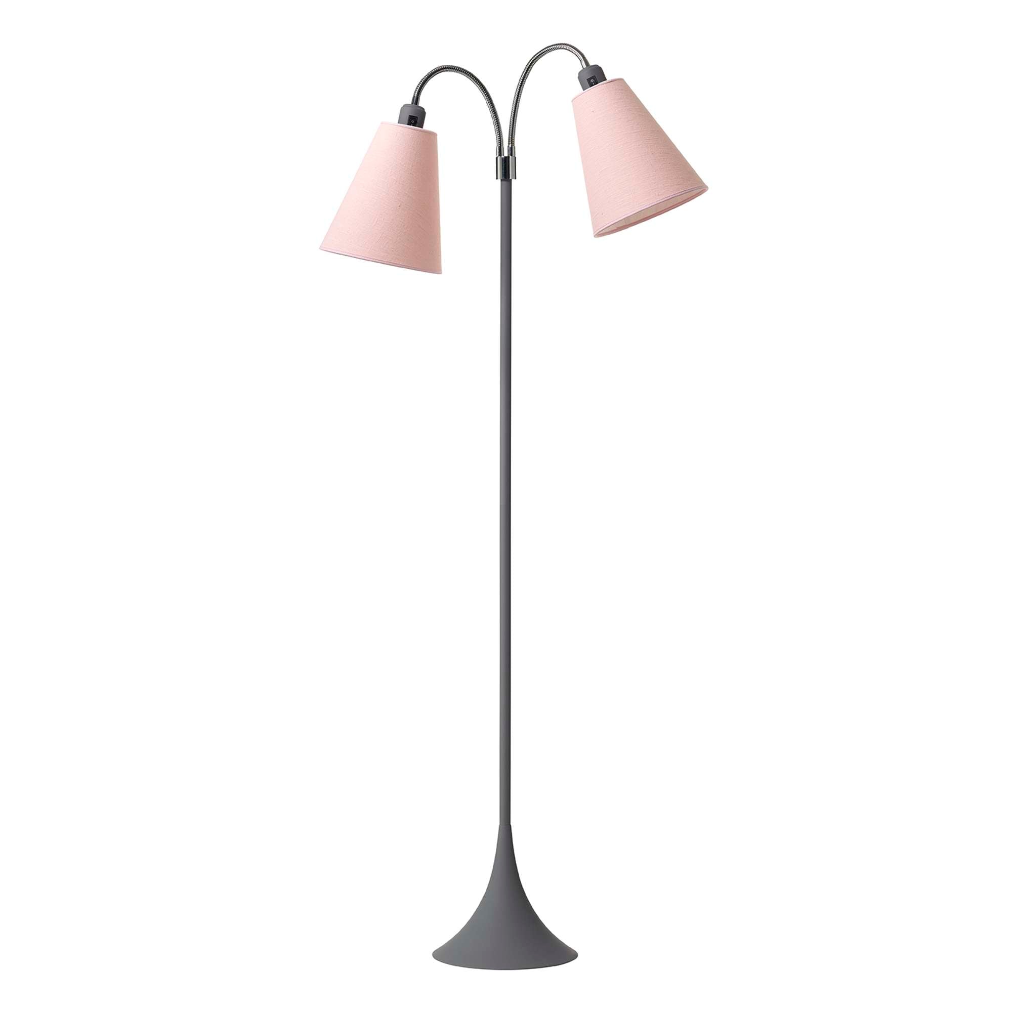 Fodgænger Gulvlampe Grå m/støvet rosa lampeskærme