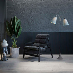 Fodgænger Gulvlampe Grå m/støvet blå lampeskærme