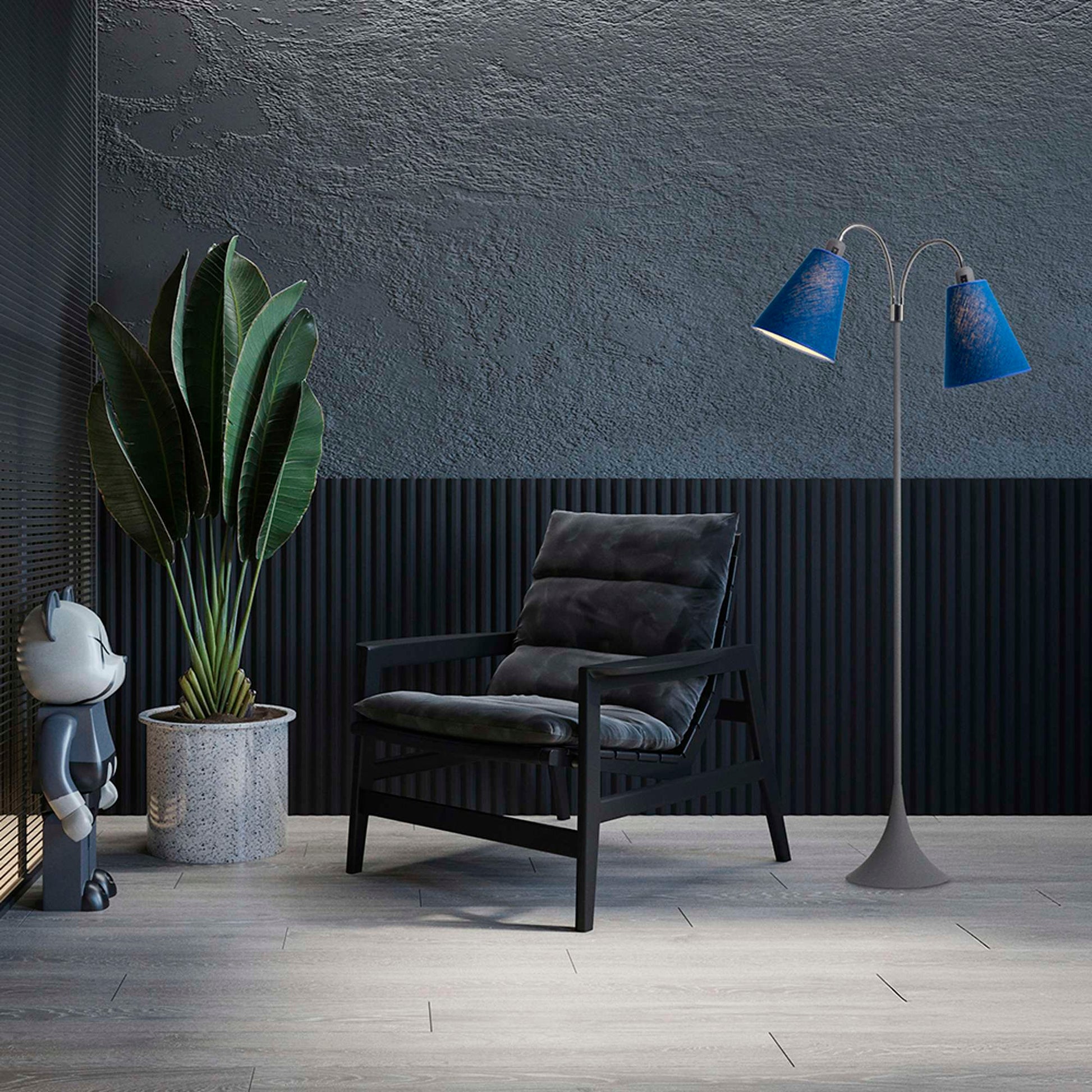 Fodgænger Gulvlampe Grå m/havblå lampeskærme