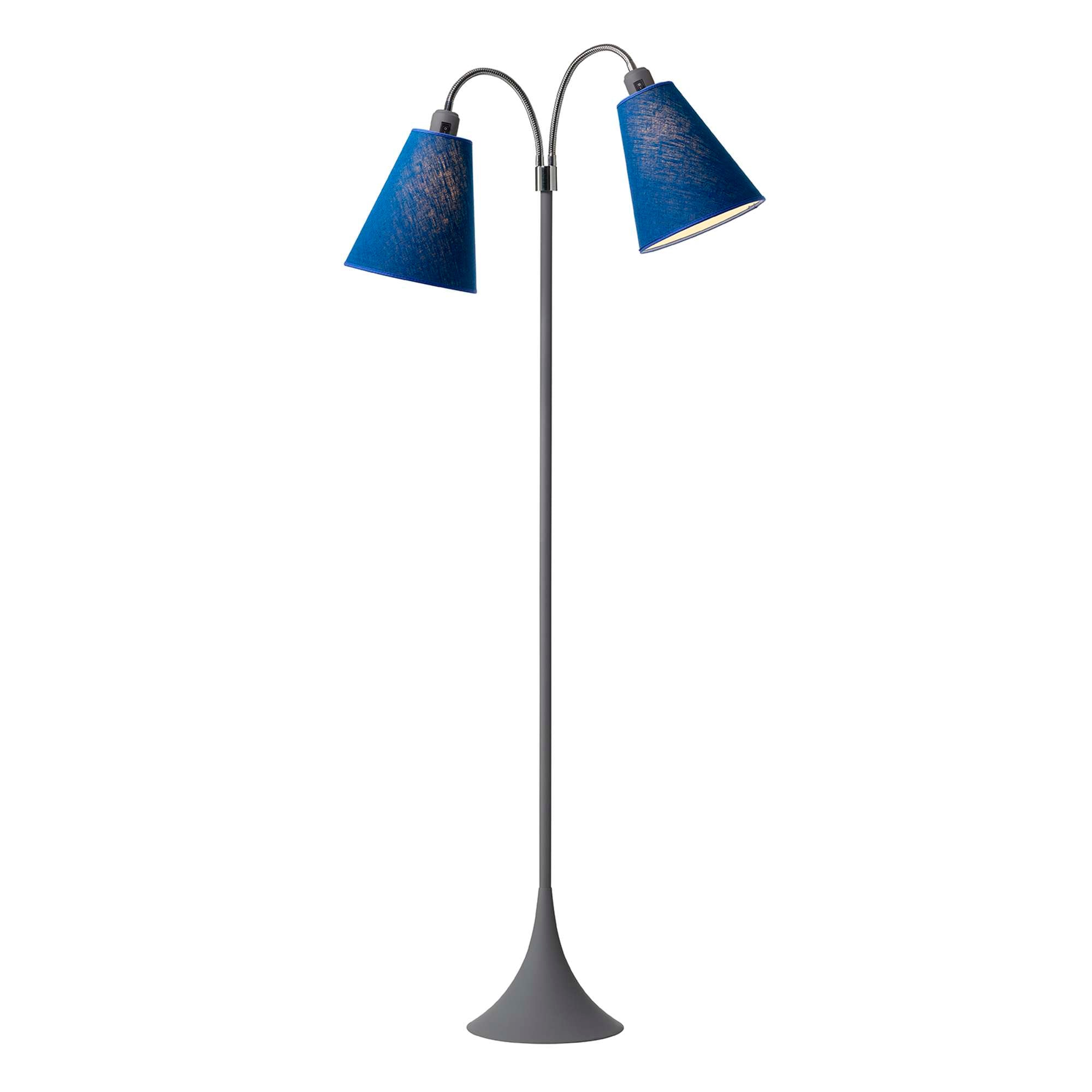 Fodgænger Gulvlampe Grå m/havblå lampeskærme