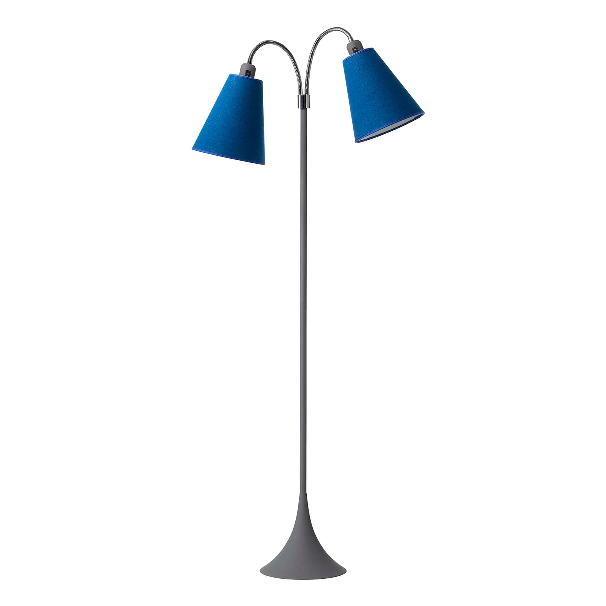 Fodgænger Gulvlampe Grå m/havblå lampeskærme