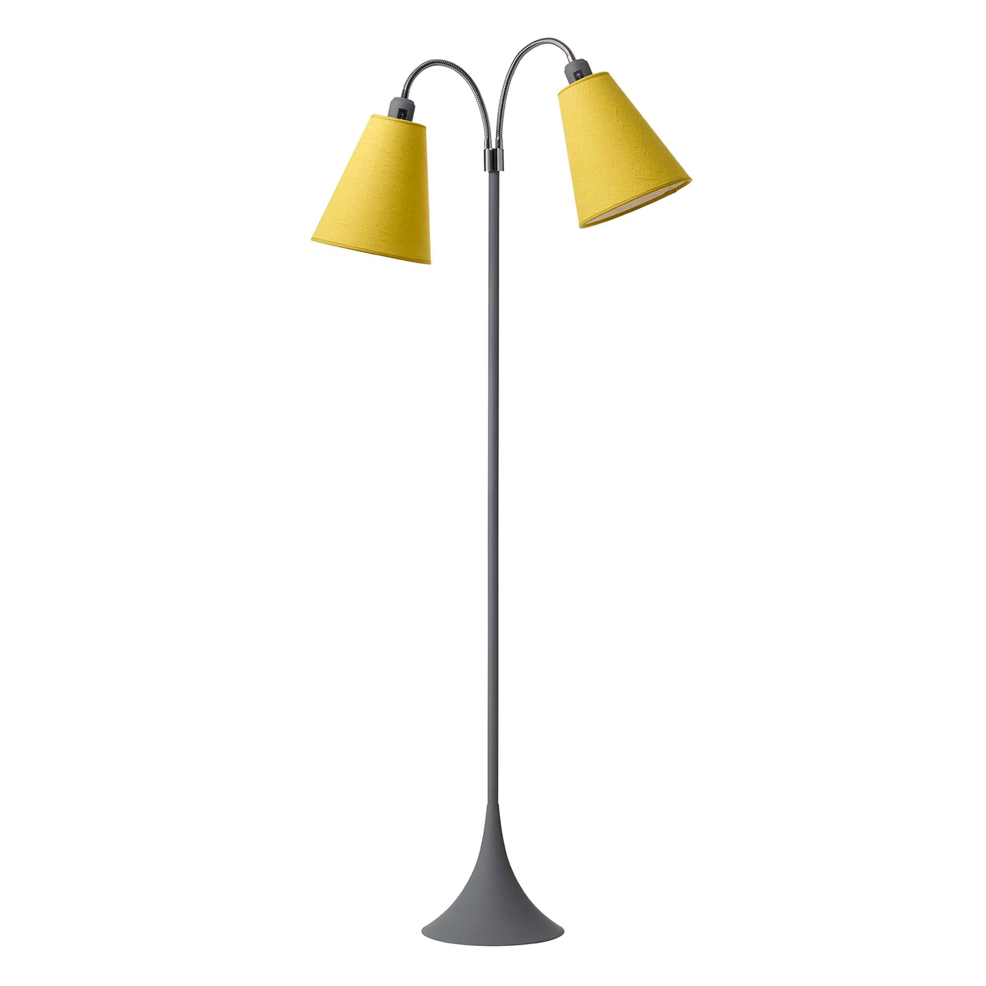 Fodgænger Gulvlampe Grå m/sennepsgul lampeskærme