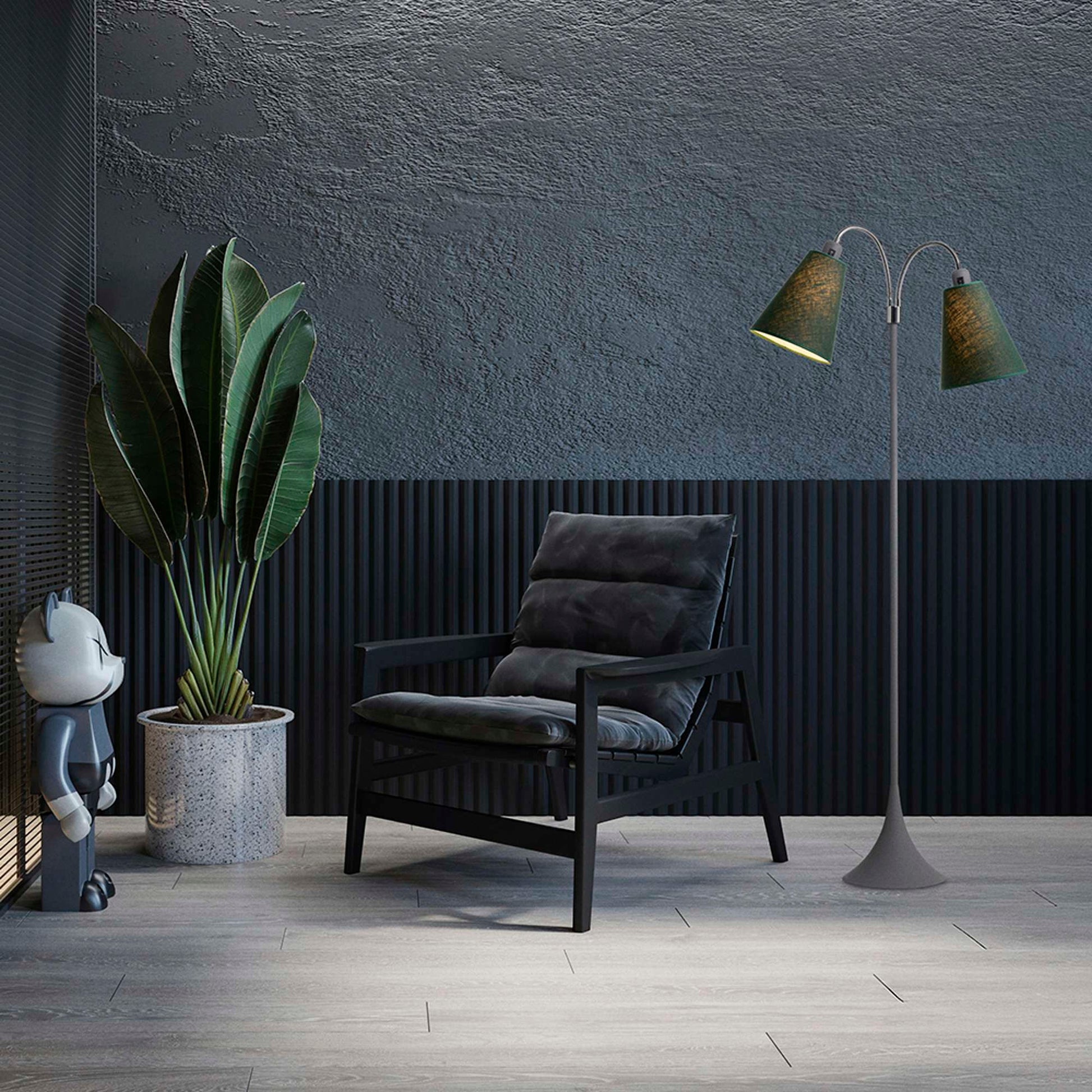 Fodgænger Gulvlampe Grå m/skovgrønne lampeskærme