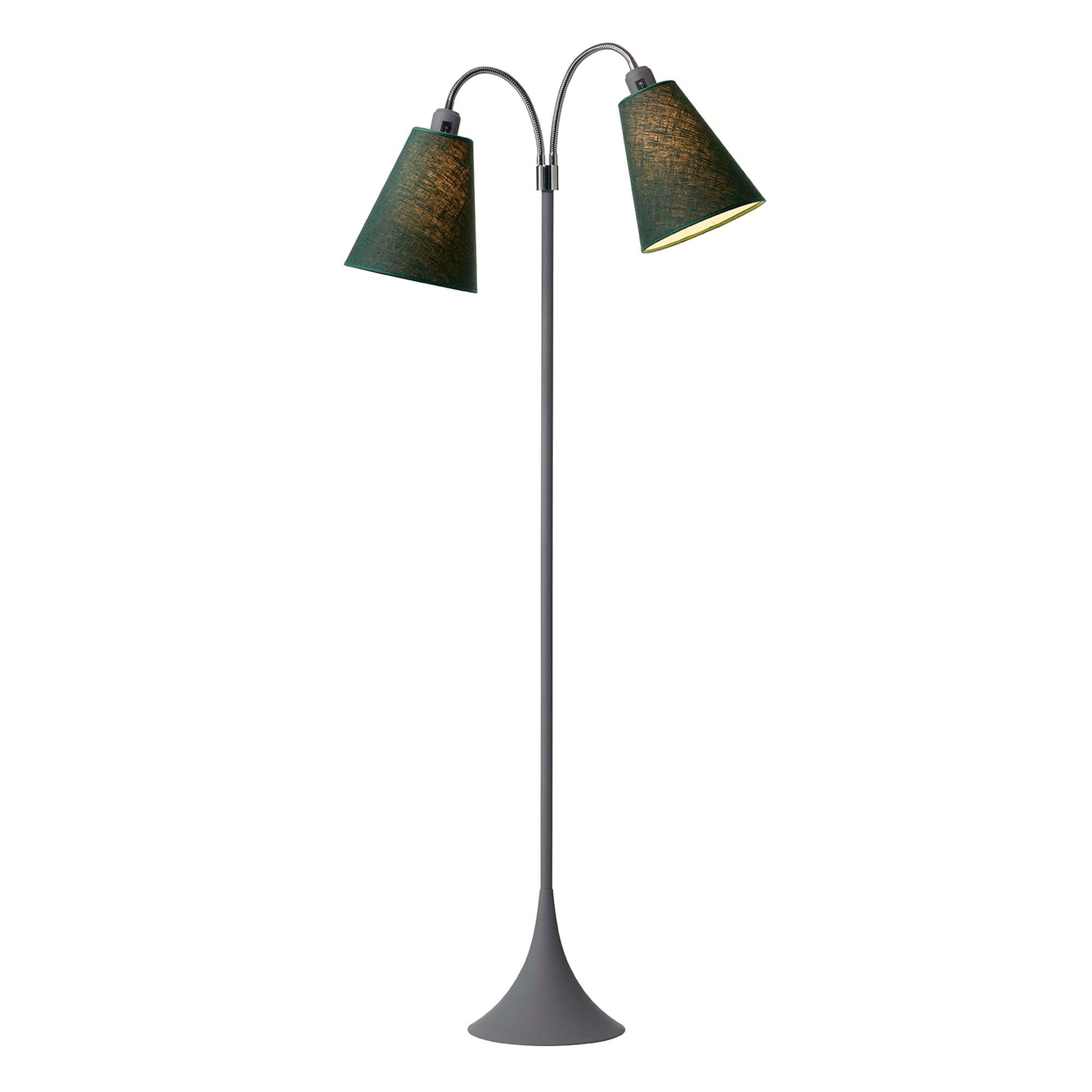 Fodgænger Gulvlampe Grå m/skovgrønne lampeskærme