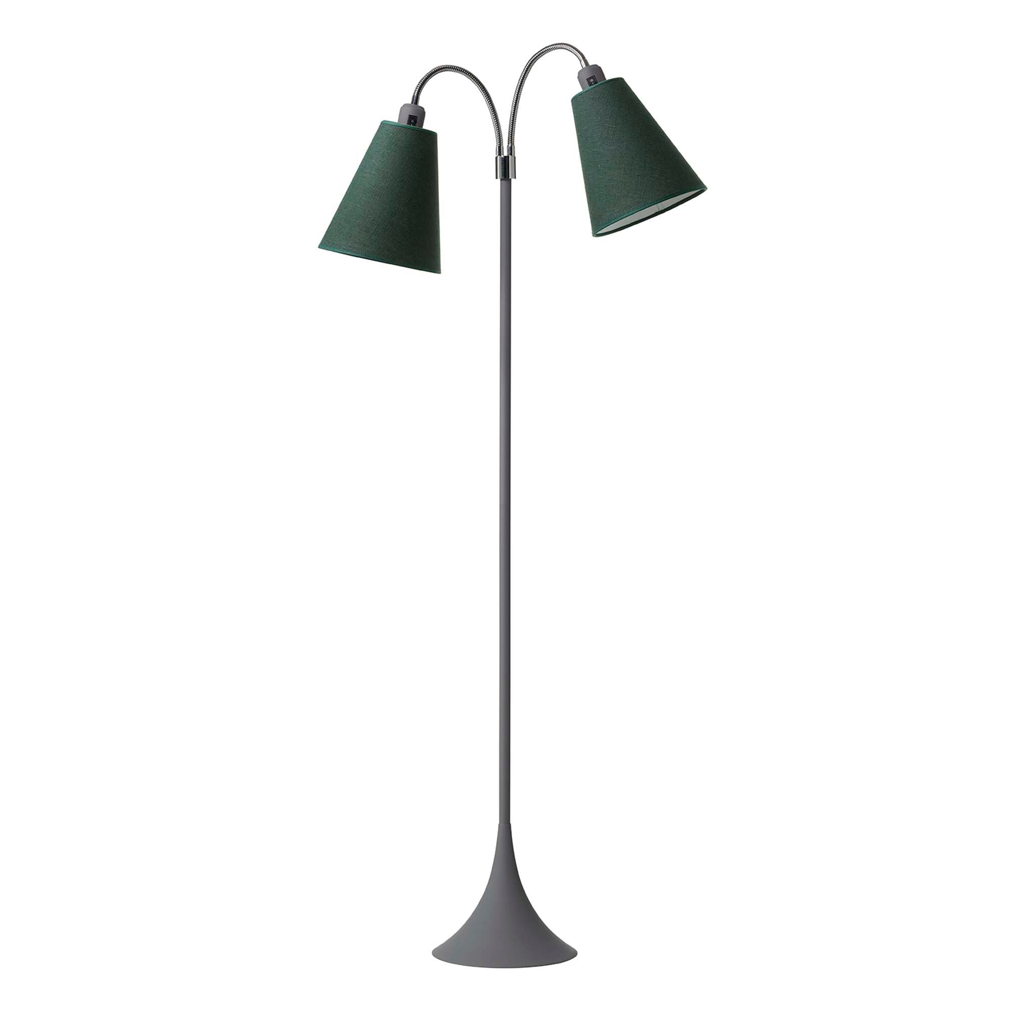 Fodgænger Gulvlampe Grå m/skovgrønne lampeskærme