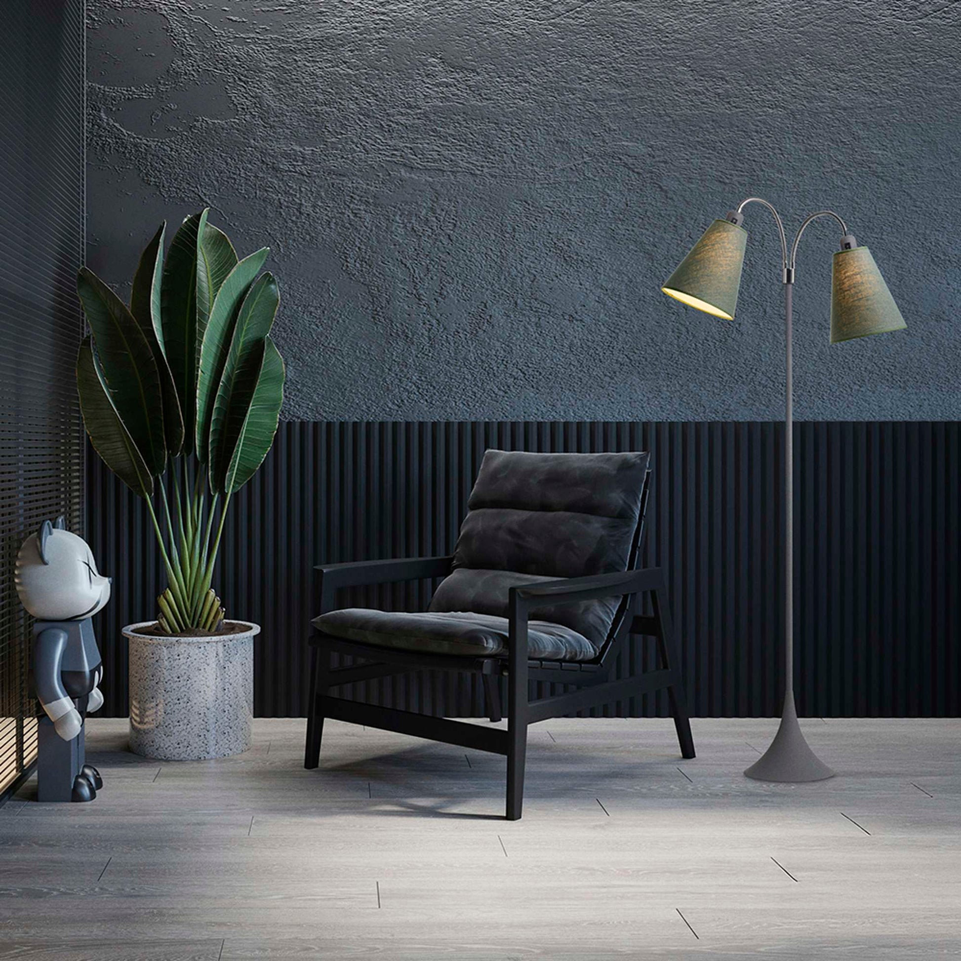 Fodgænger Gulvlampe Grå m/vintergrønne lampeskærme