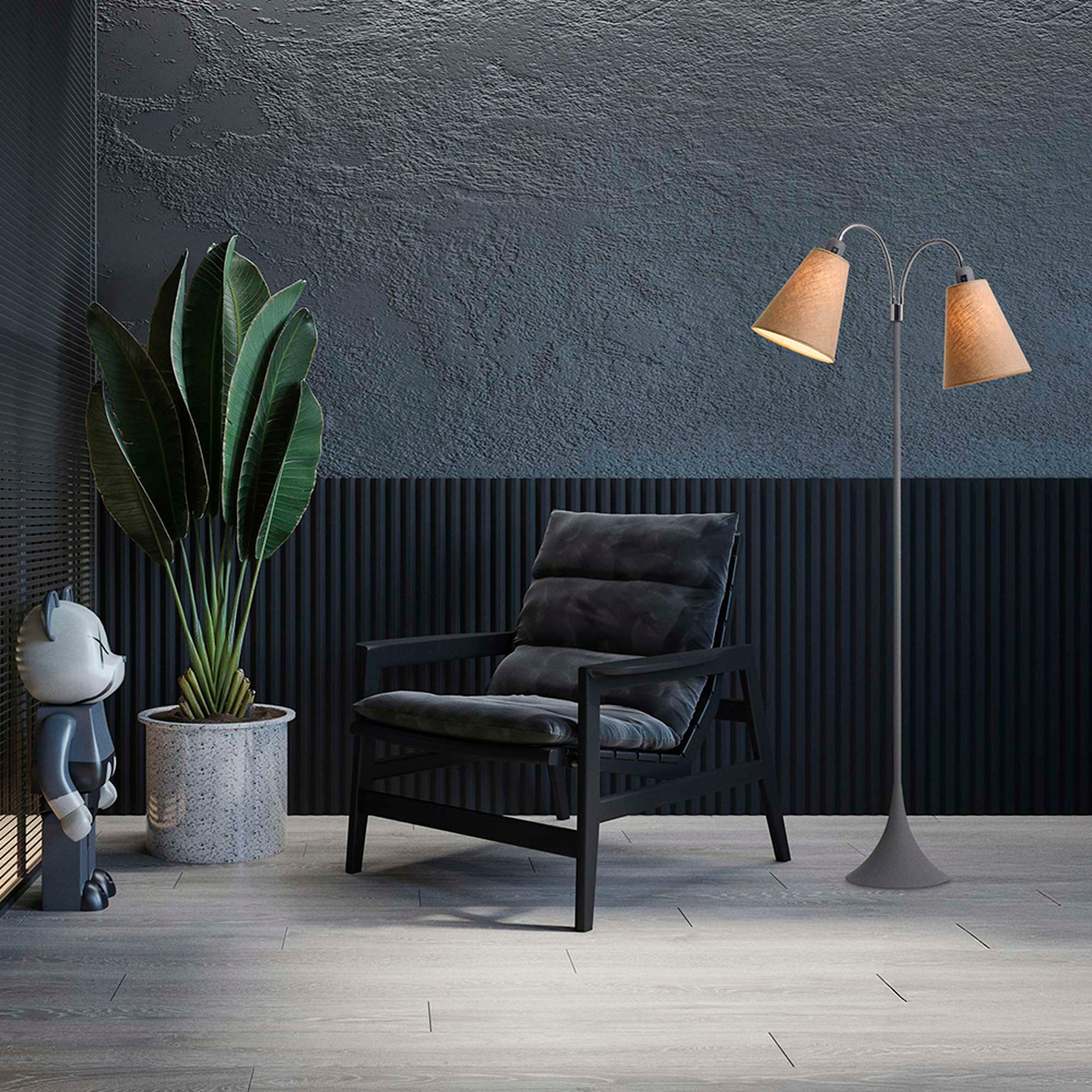 Fodgænger Gulvlampe Grå m/lys nougat lampeskærme