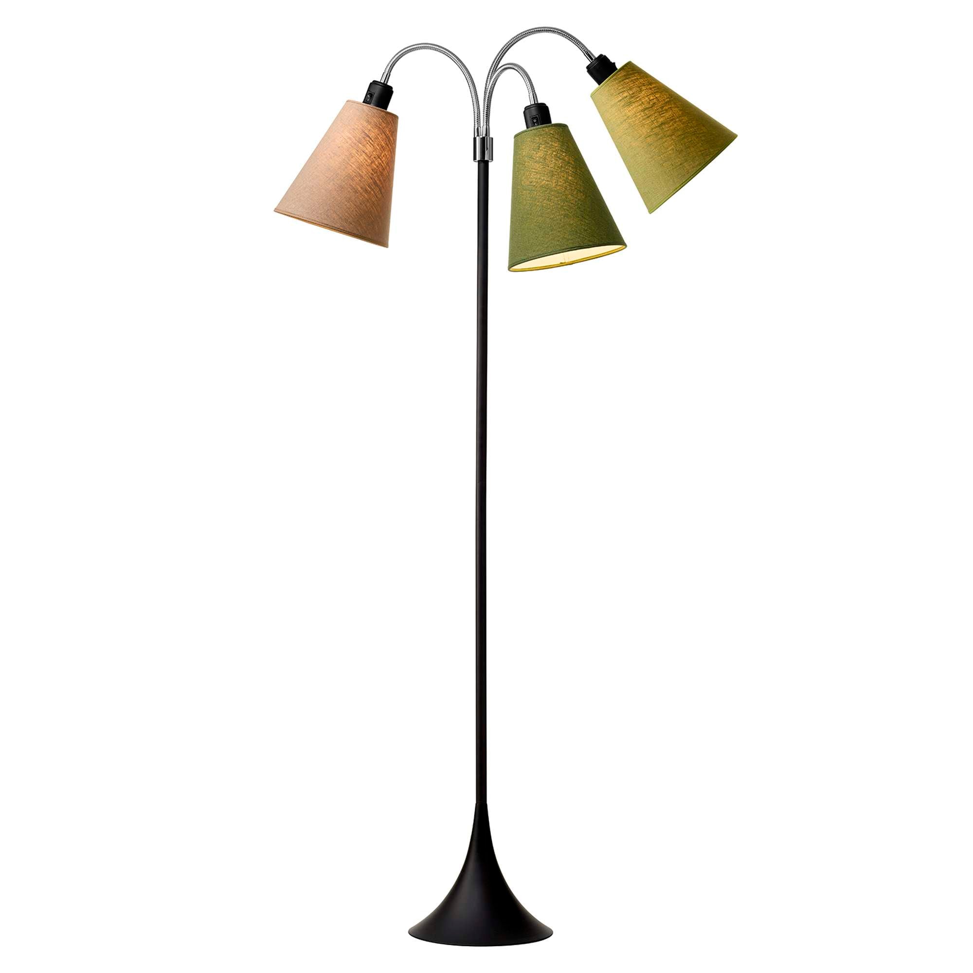 Trafik Gulvlampe Sort – m/nougat, mørk armygrøn og lys armygrøn lampeskærme